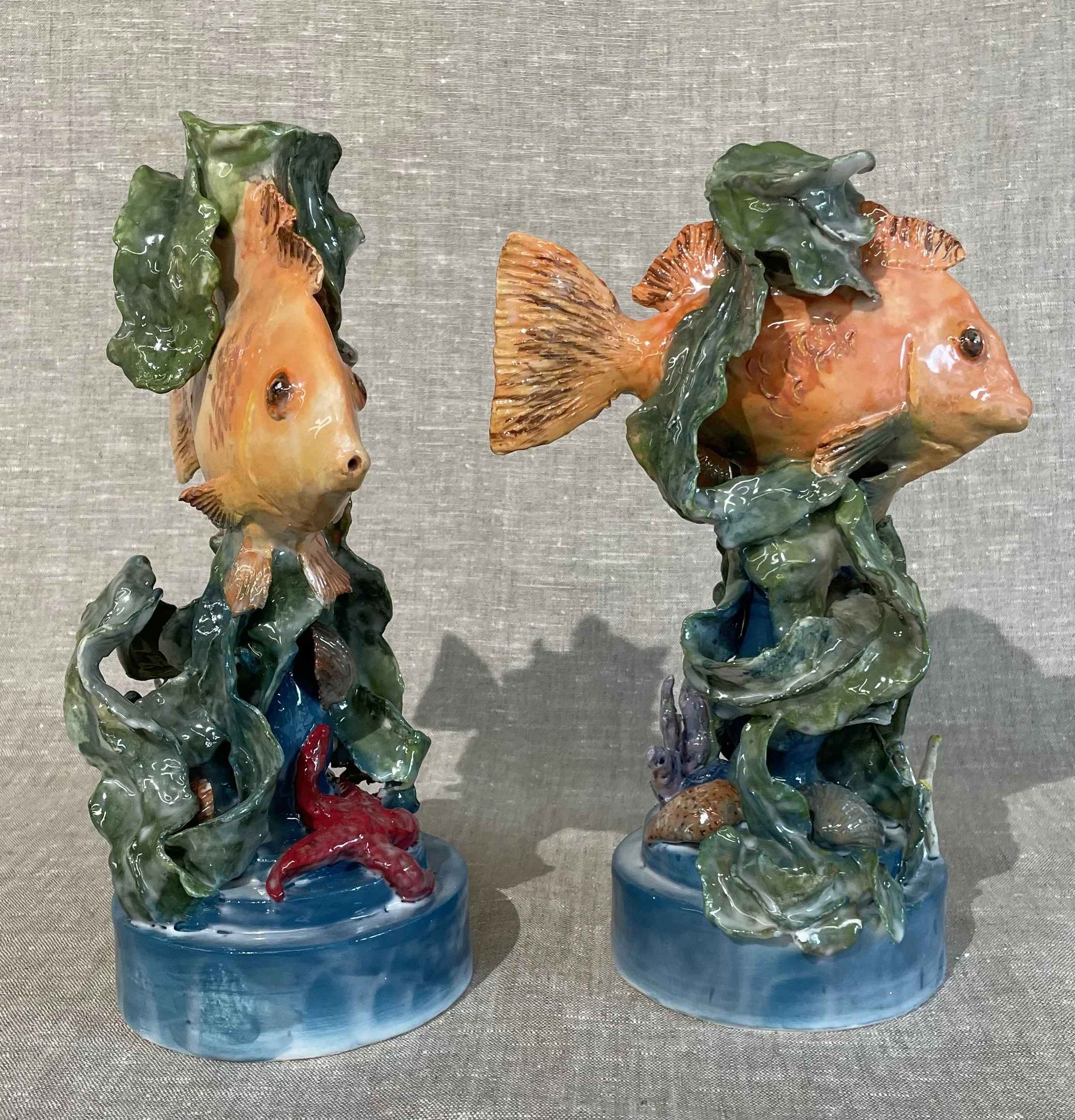 2 candle holders - 30 x 18,5 cm diam.