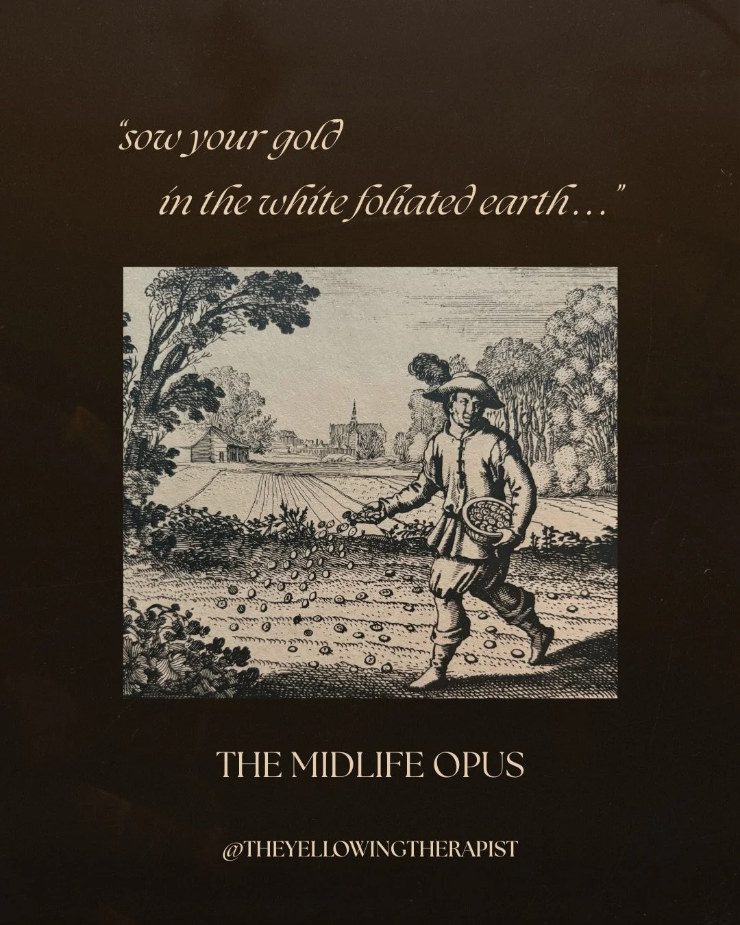 if Life is the Opus, 
Midlife is the yellowing. 

but how do we &lsquo;yellow&rsquo;, 
in practice,
both personally and collectively?

how can alchemy support us in navigating
the challenges, transitions and growth edges
of the Midlife Journey? 

the