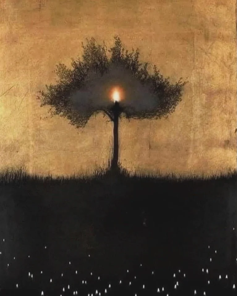 shades of yellowing.

light emerging from the heart of the dark.
pouring through the cracks.
dappled light

unexpected.

wings growing out of bare bones.
shells cracking
to reveal there is more

under the surface. 

descending, 
while ascending, 
whi