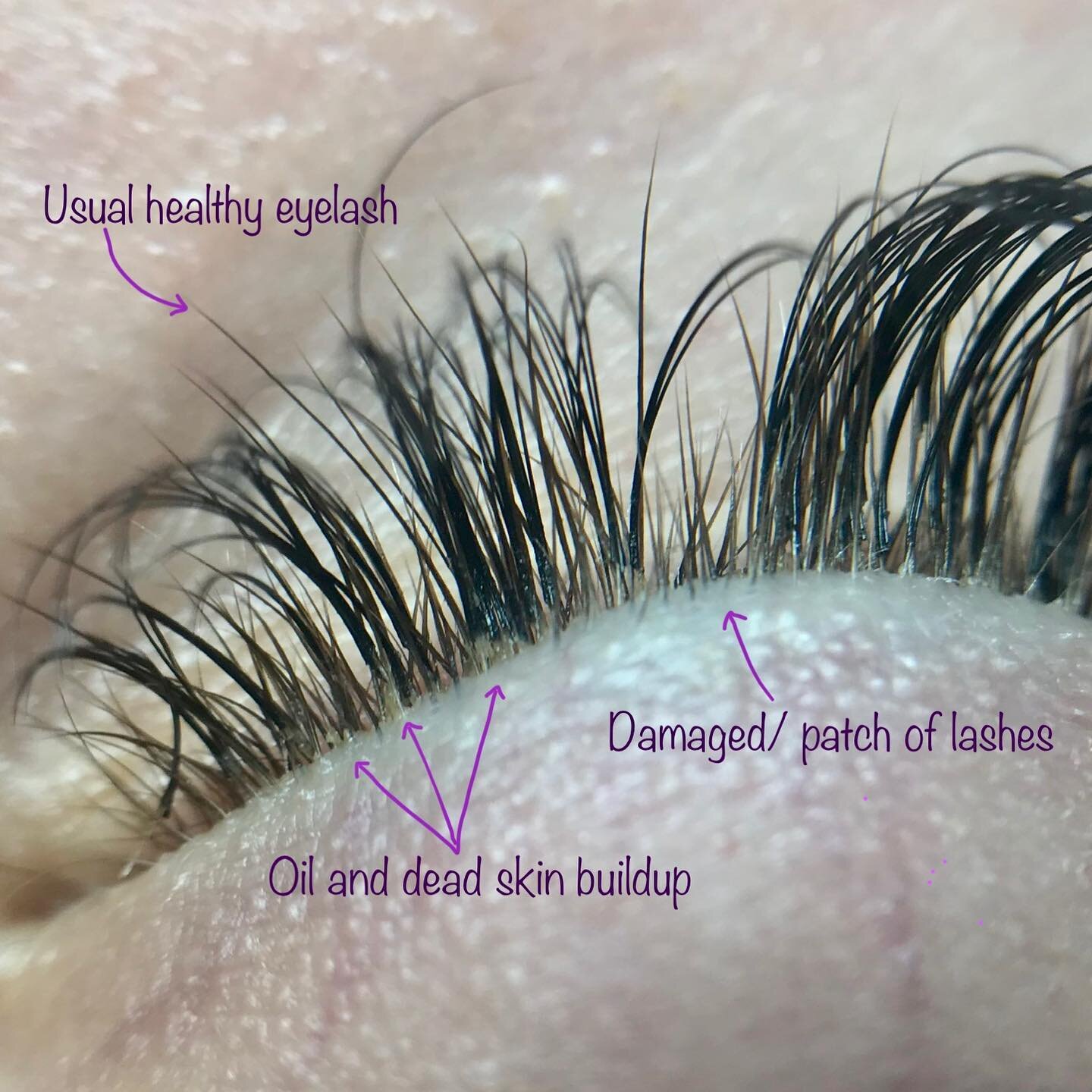 A not so pretty photo of unwashed lashes to remind you to please protect your investment! It is your lash artists job to give you high quality lashes and guide you on how to care for them once you leave the salon. After this point, it is your respons