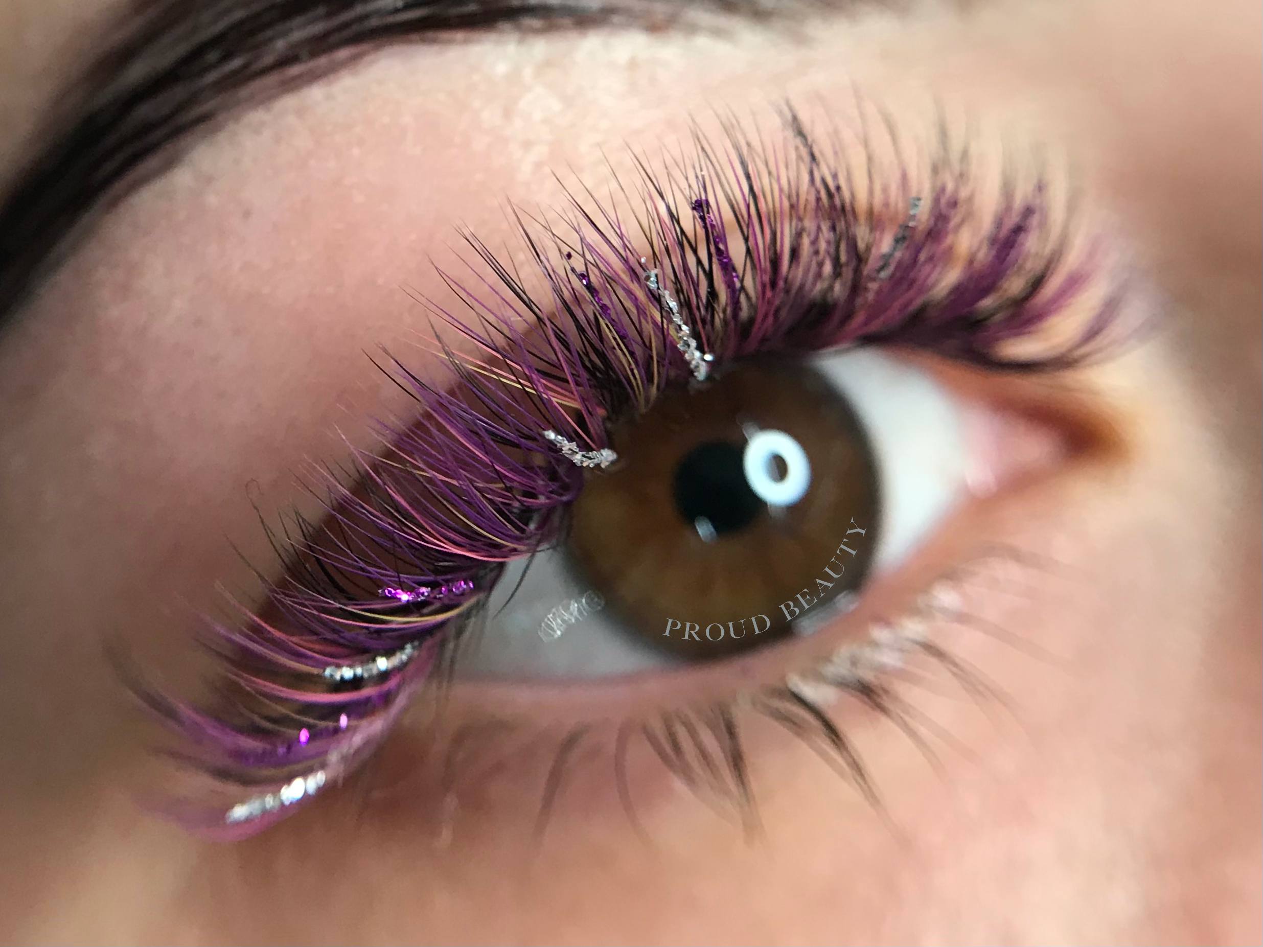 Creative Colour Purple Glitter Lash Extensions
