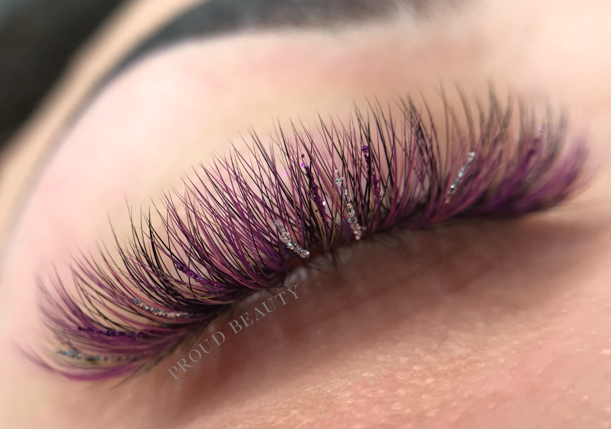 Creative Colour Purple Glitter Lash Extensions  Christchurch