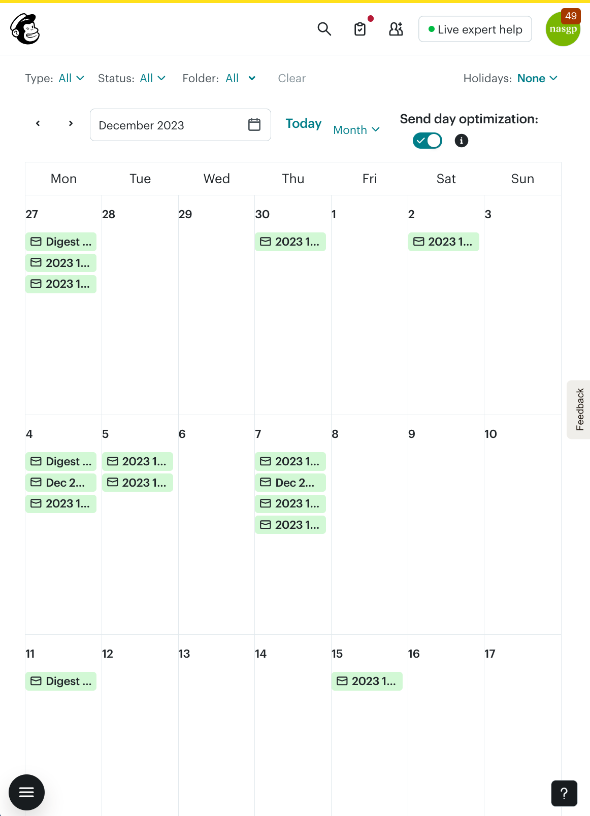 Mailchimp screenshot