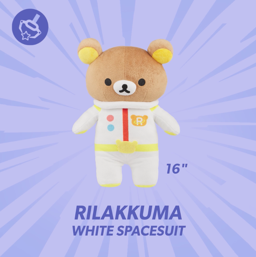 Round1 Arcade Crace Game San-X Rilakkuma White Spacesuit brown bear standing in space suit