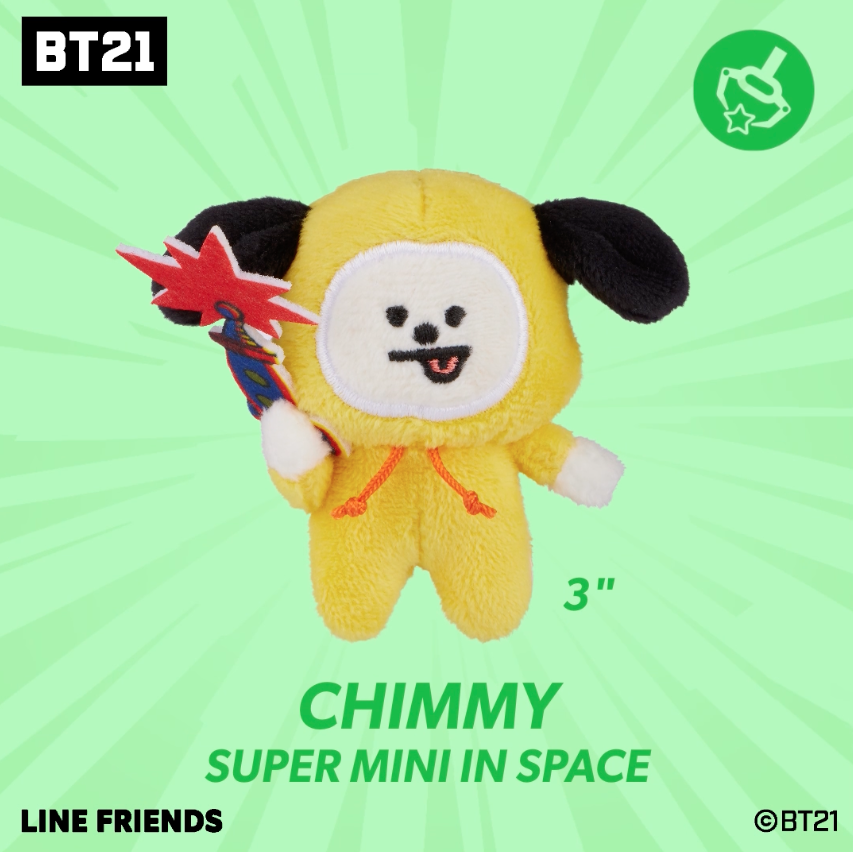 Round1 Arcade Crace Game BT21 Line Friends Chimmy super mini in space plush toy 3" 치미 BTS Jimin