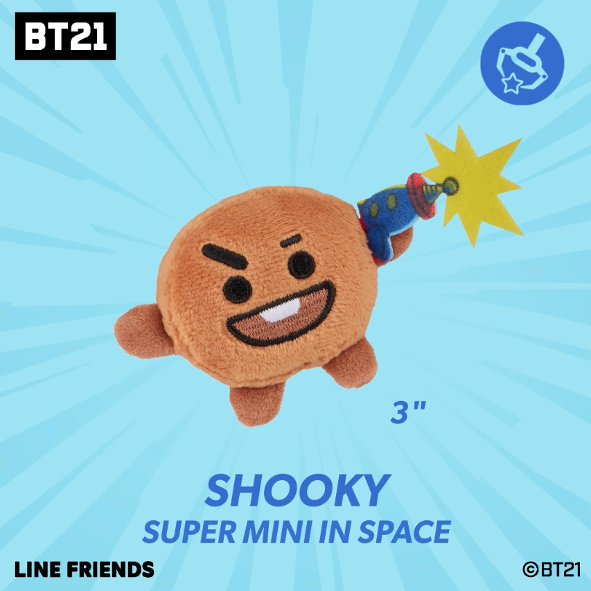 Round1 Arcade Crace Game BT21 Line Friends Shooky super mini in space plush toy 3" 슈키 BTS Suga