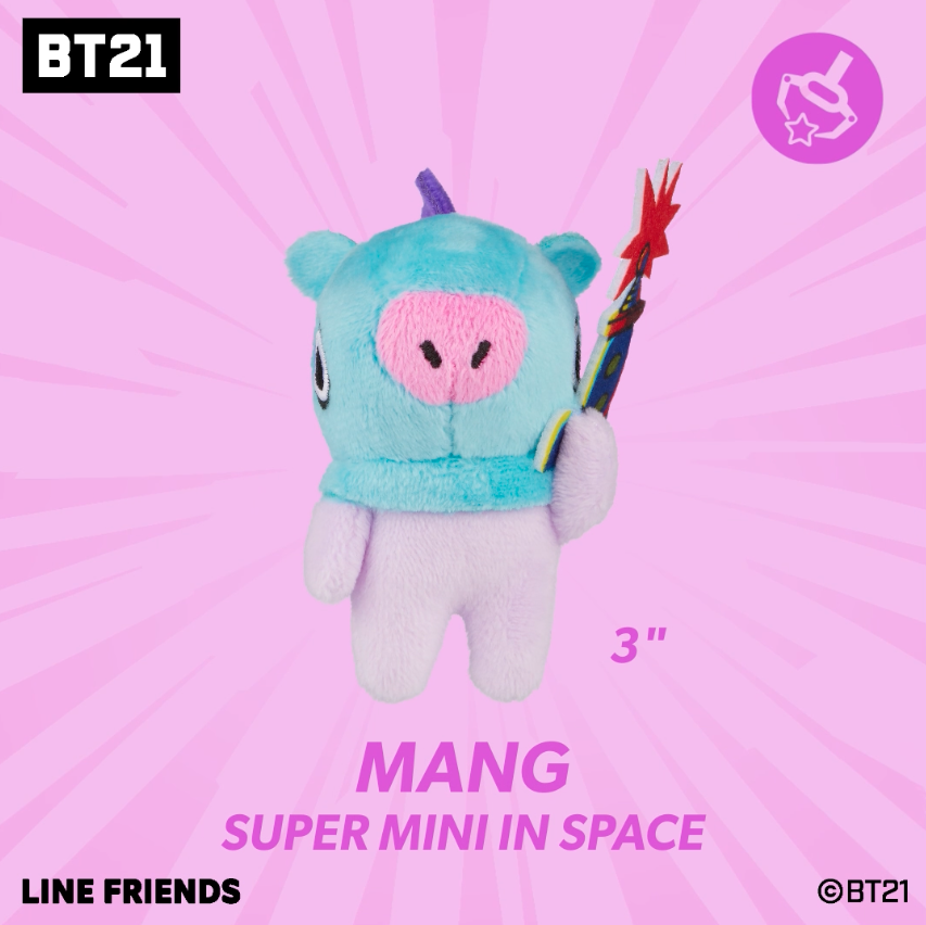 Round1 Arcade Crace Game BT21 Line Friends Mang super mini in space plush toy 3"  망 BTS J-Hope