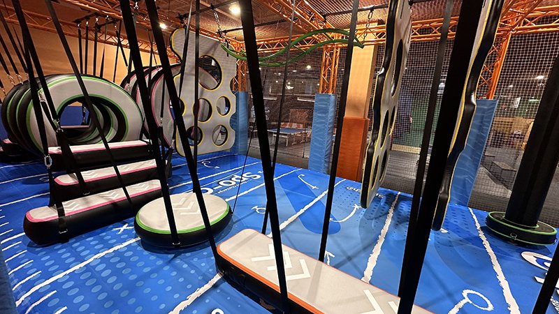  Round1 Spo-Cha Ninja Warrior sports challenge inflatable obstacles swing different shapes height balance challenge kids fun  