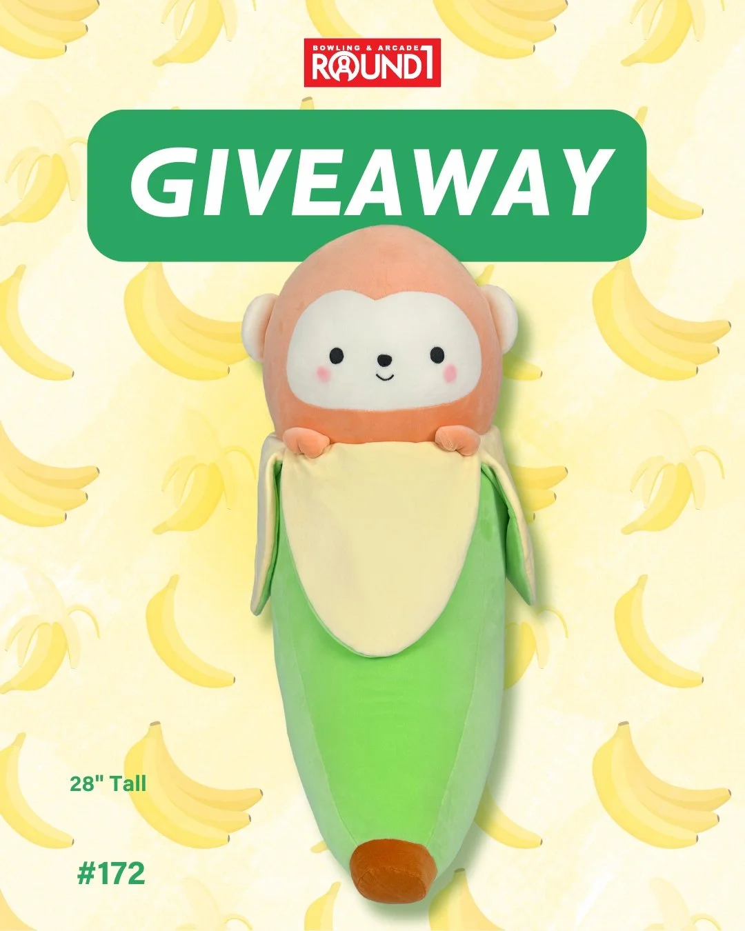 Cuteness with extra a-peel 🐵🍌 Enter our giveaway now and one (1) lucky winner will take home this Giant Monkey in a Green Banana! Could it be you? 💚 (28&quot; tall)

For official entry:
1. Like this post
2. Tag 3 friends
3. Must be following @Roun