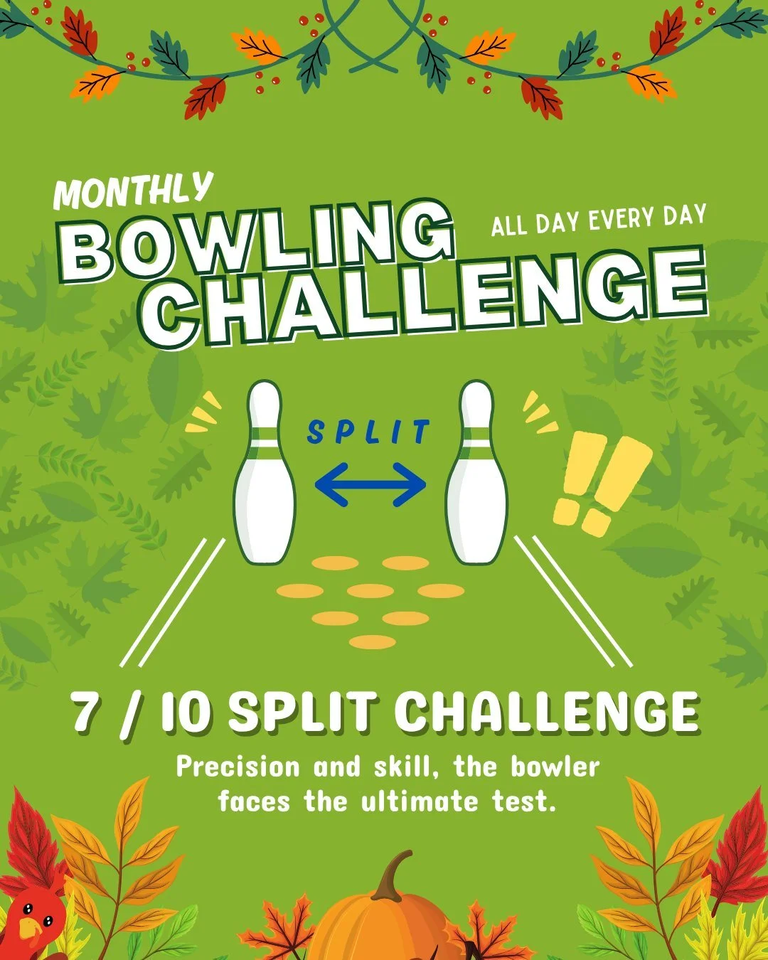 🍂 Cozy up this fall with the legendary 7/10 split bowling challenge at Round1! Grab your friends and family to show off your best shots! 🎳🎯
 
🔗 Click the link in our bio more for info and be sure to follow us @round1usa for new bowling challenges