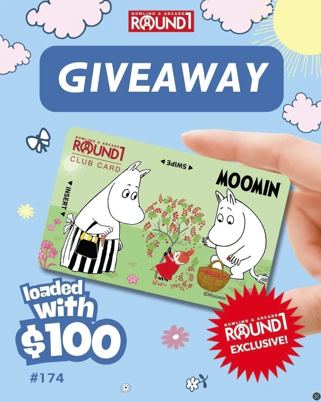 ✨ Enter now and start your magical adventure! One (1) lucky winner will receive our exclusive Moomin Club Card filled with $100 game credits!

For official entry:
1. Like this post
2. Tag 3 friends
3. Must be following @round1usa
4. Complete the surv