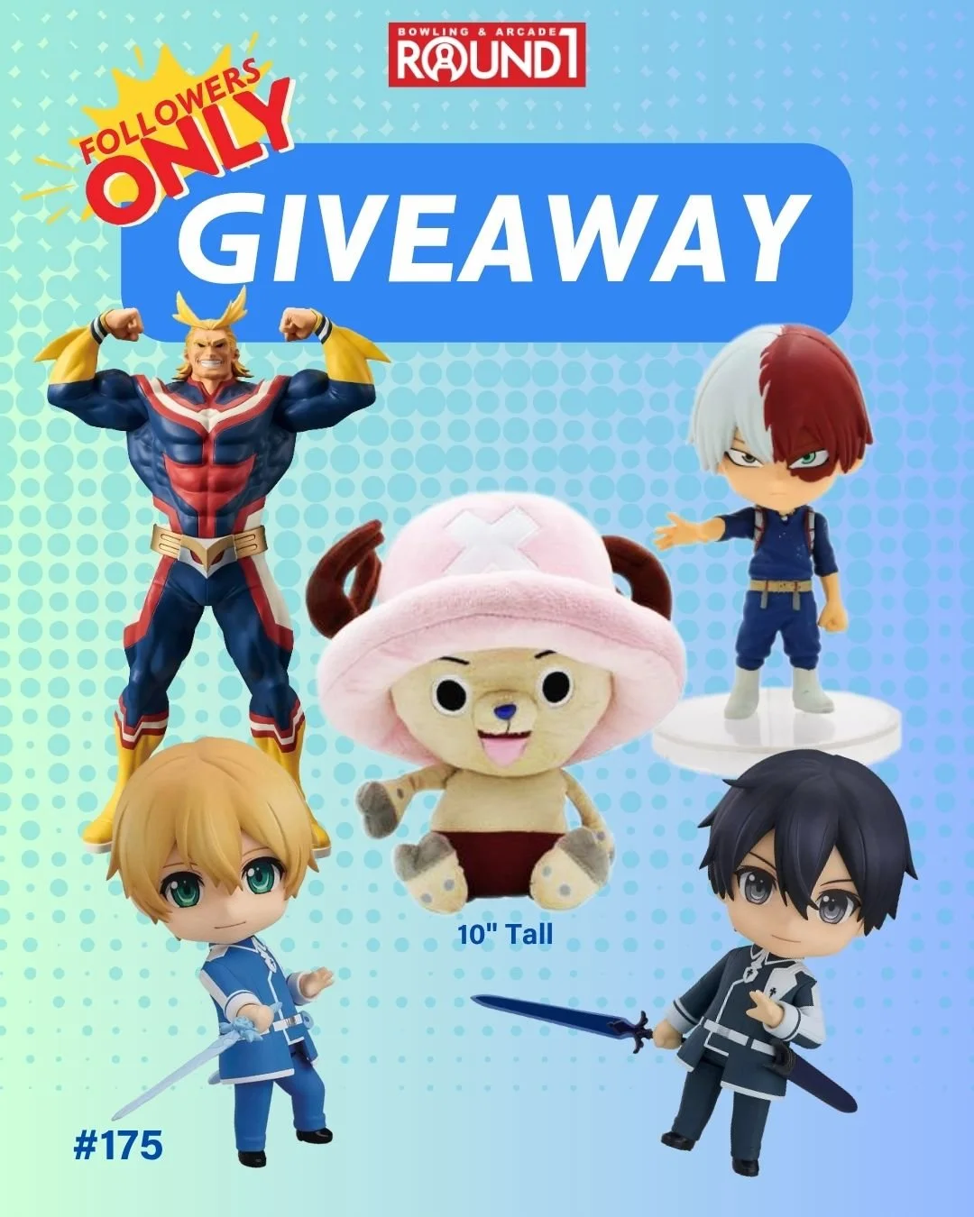 Your favorite characters are ready for their next adventure! ⚔️ Which one will be yours? 

Enter our giveaway now and five (5) lucky winners will each take home one collectible prize! 🎁 Prizes will be given to each winner at random.

- One Piece Cho