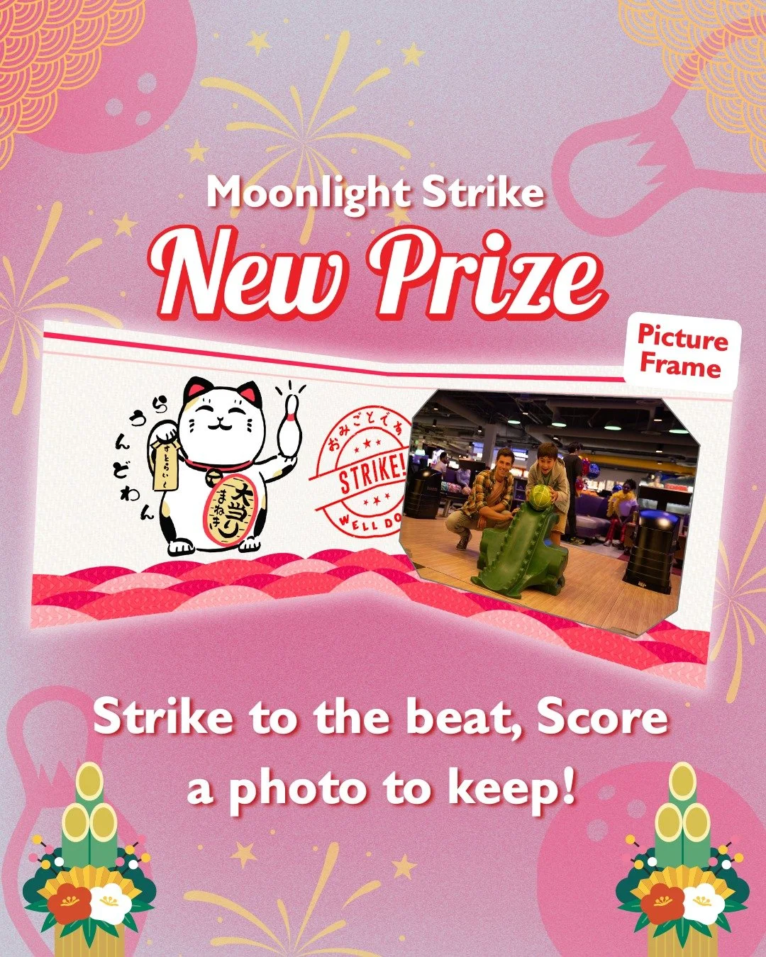 New Year's resolution? More Moonlight Strikes! 🎳
Every hour when the music plays, get a strike and show off your victory with a free photo frame to keep! 🎆
 
🎉 Start 2026 at the lanes! Click the link in our bio for more details!
 
#Round1USA #roun