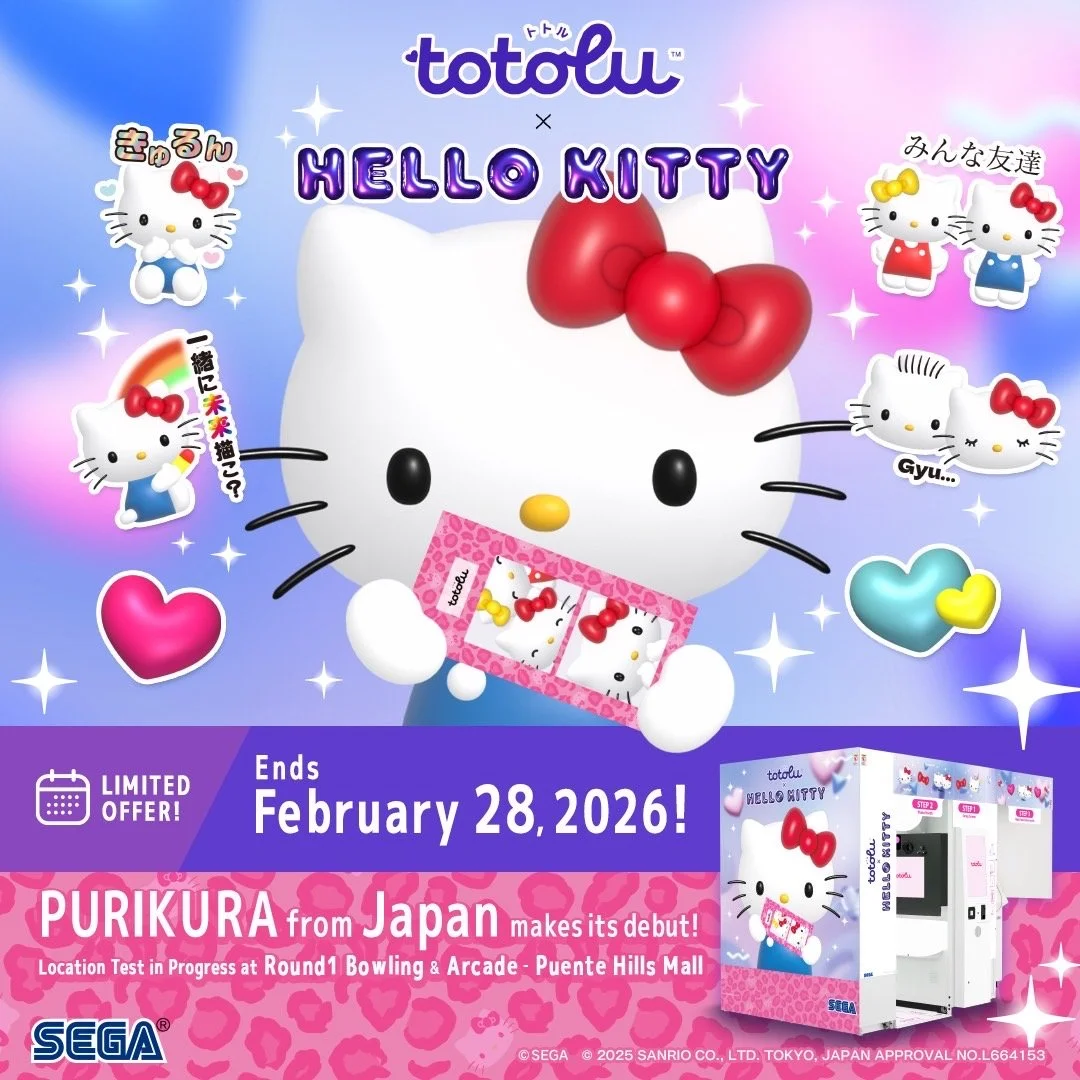 💌 From Japan with love: PURIKURA is here at Round1 Bowling &amp; Arcade - Puente Hills Mall!
Cute stickers, fun edits, endless memories &mdash; but only for a limited time. Let&rsquo;s make it kawaii! 🌸✨

#PURIKURA #totolu #HelloKitty #sega #sanrio
