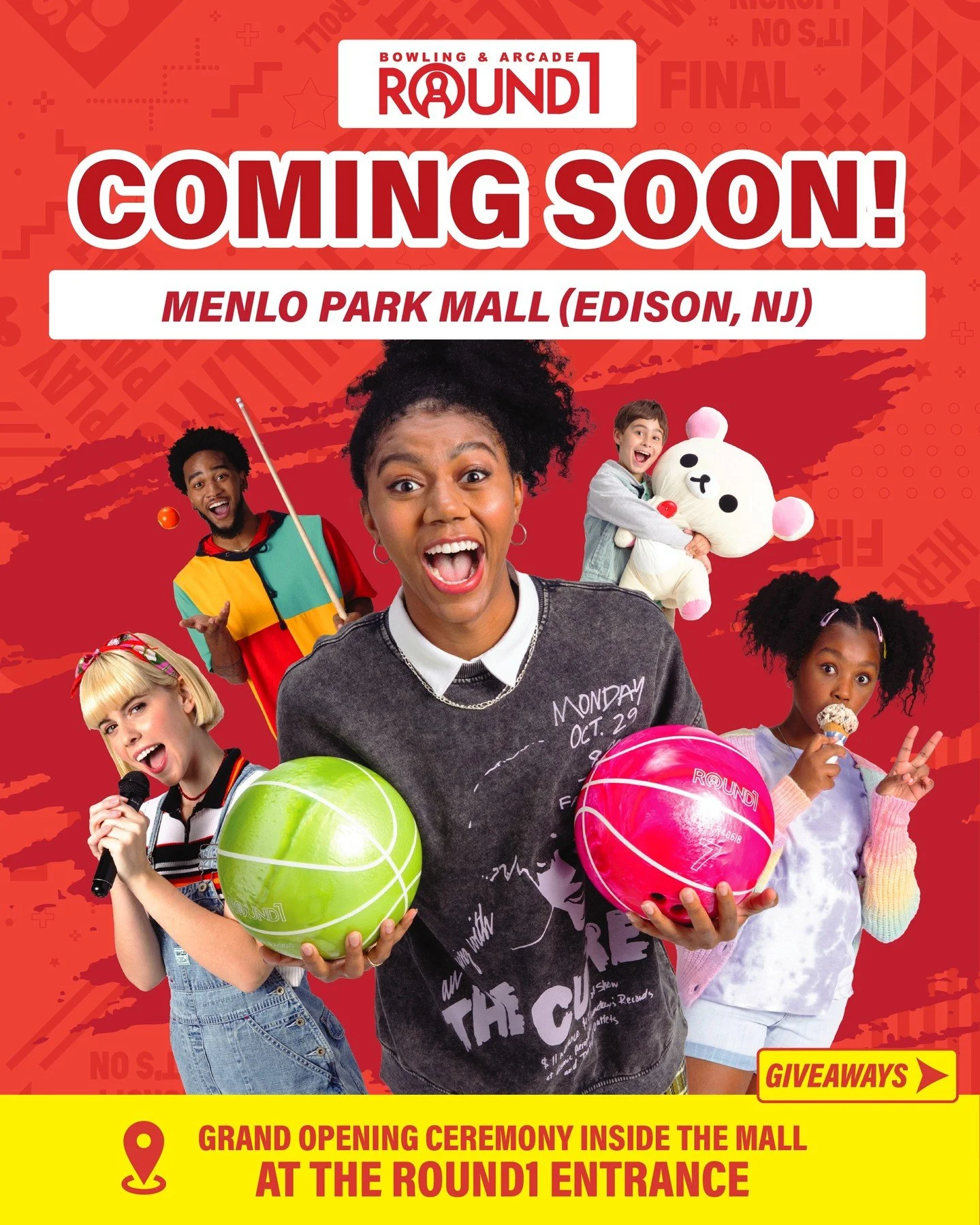 Edison, your new favorite destination for fun is COMING SOON! 🥳 We're coming to bring you giveaways, games, and unforgettable thrills! 🕹️

📍 55 Parsonage Rd, Space 1850A, Edison, NJ 08837

The first ✨300 GUESTS✨ in line will receive a FREE Round1 