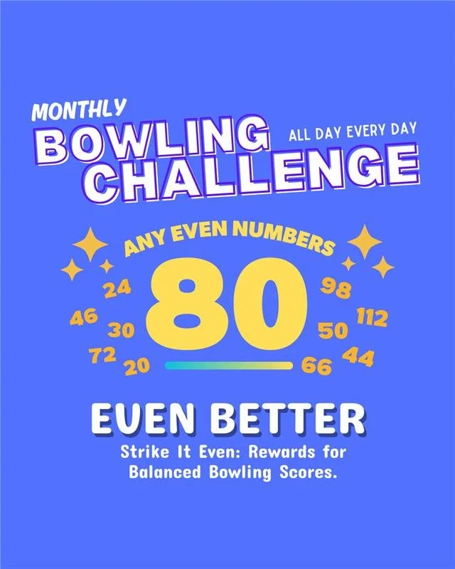 For this month's challenge keep it balanced, keep it even! Can you roll your way to a perfectly even score? 🎳⚡
 
Click the link in our bio for more details and come back for next month's bowling challenge!

#Round1USA #round1 #bowling #bowlingchalle