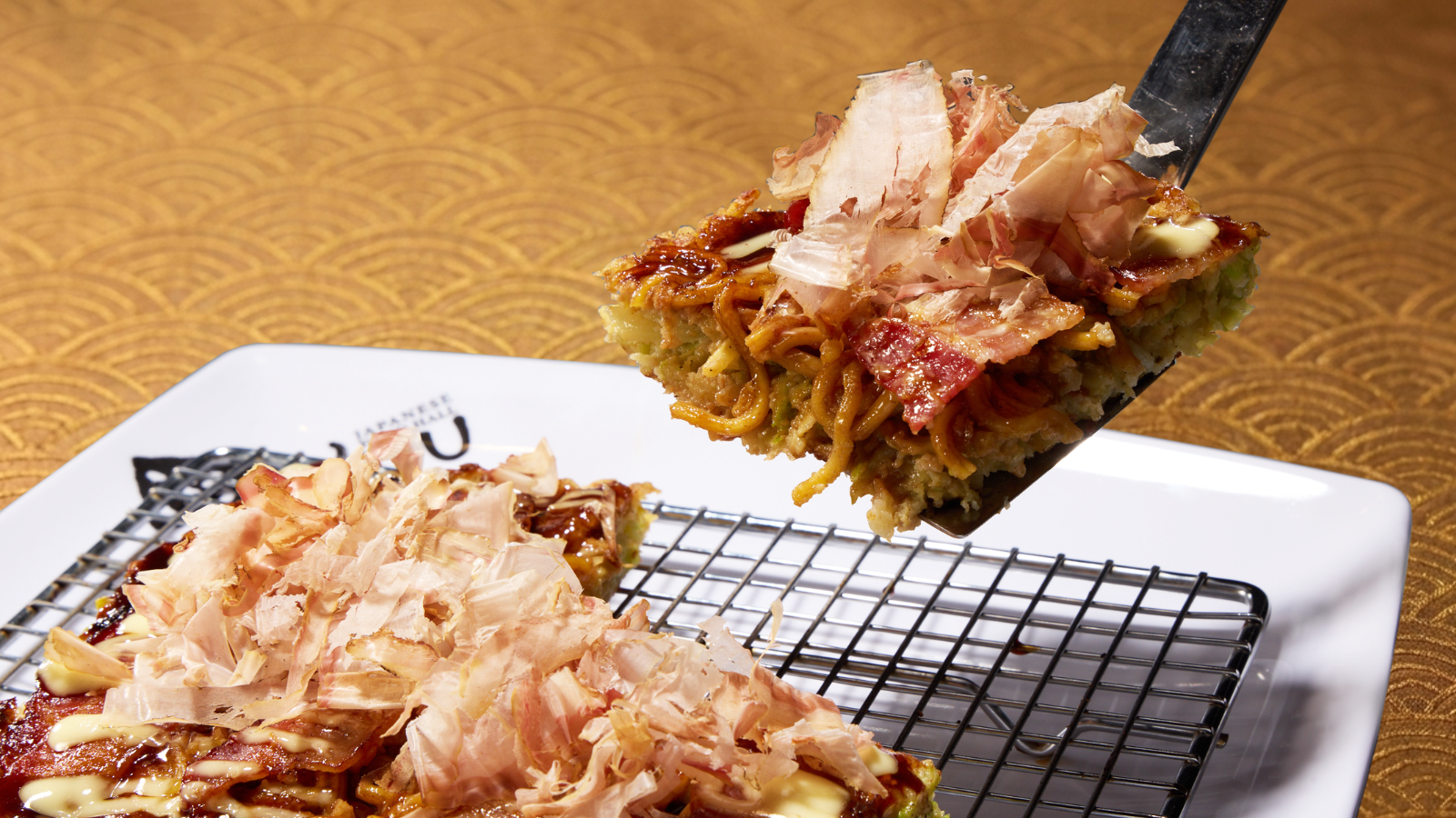 Pork Modern-Yaki (Okonomiyaki with Noodles)