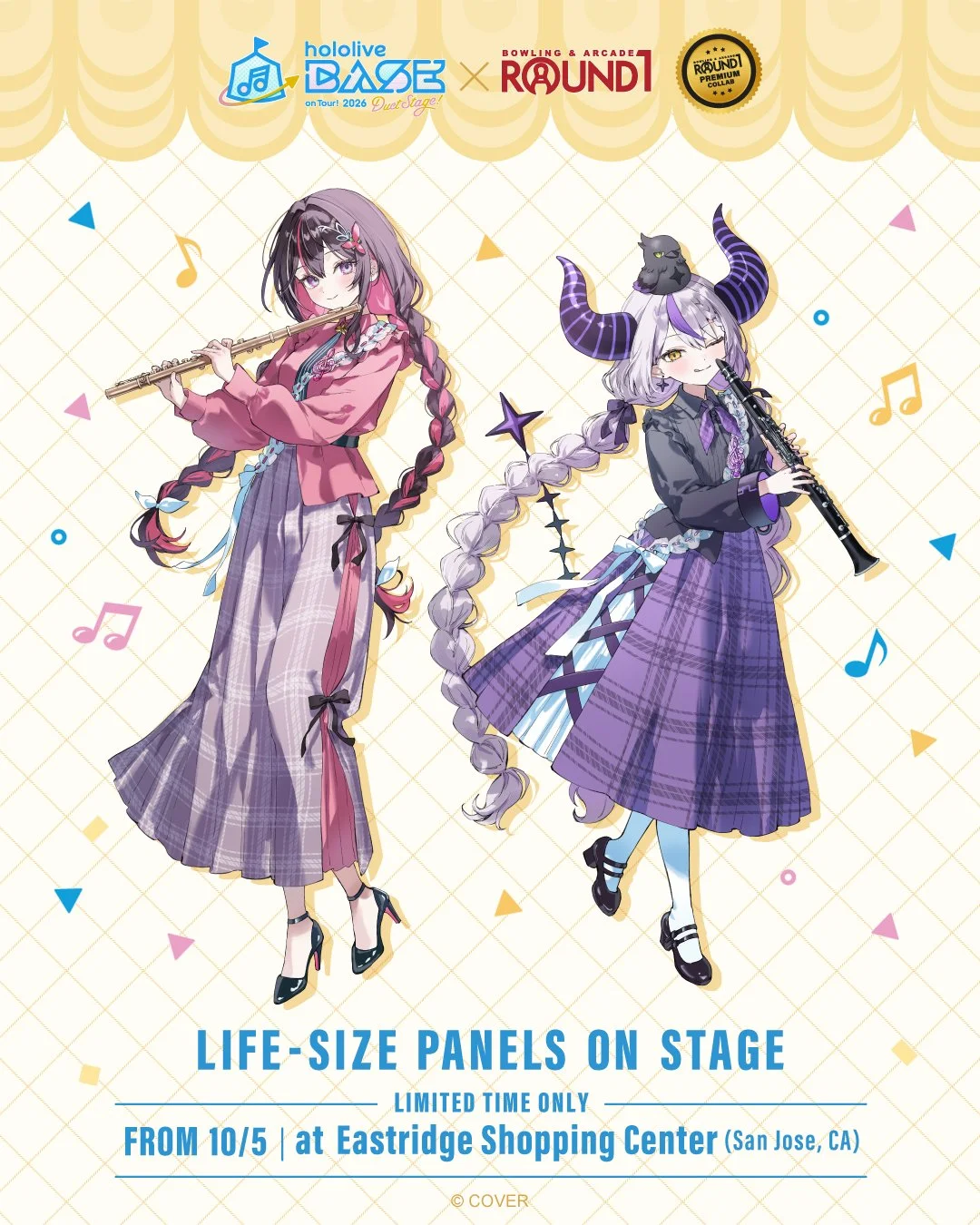 7 stores. 7 duos. Life-size cutouts at Round1 USA 📸

Store 7 of 7:
AZKi &amp; La+ Darknesss will be waiting for you at

Round1 Bowling &amp; Arcade Eastridge Shopping Center - San Jose, CA from 10/5.

That's all 7! Which stage are you heading to?

#
