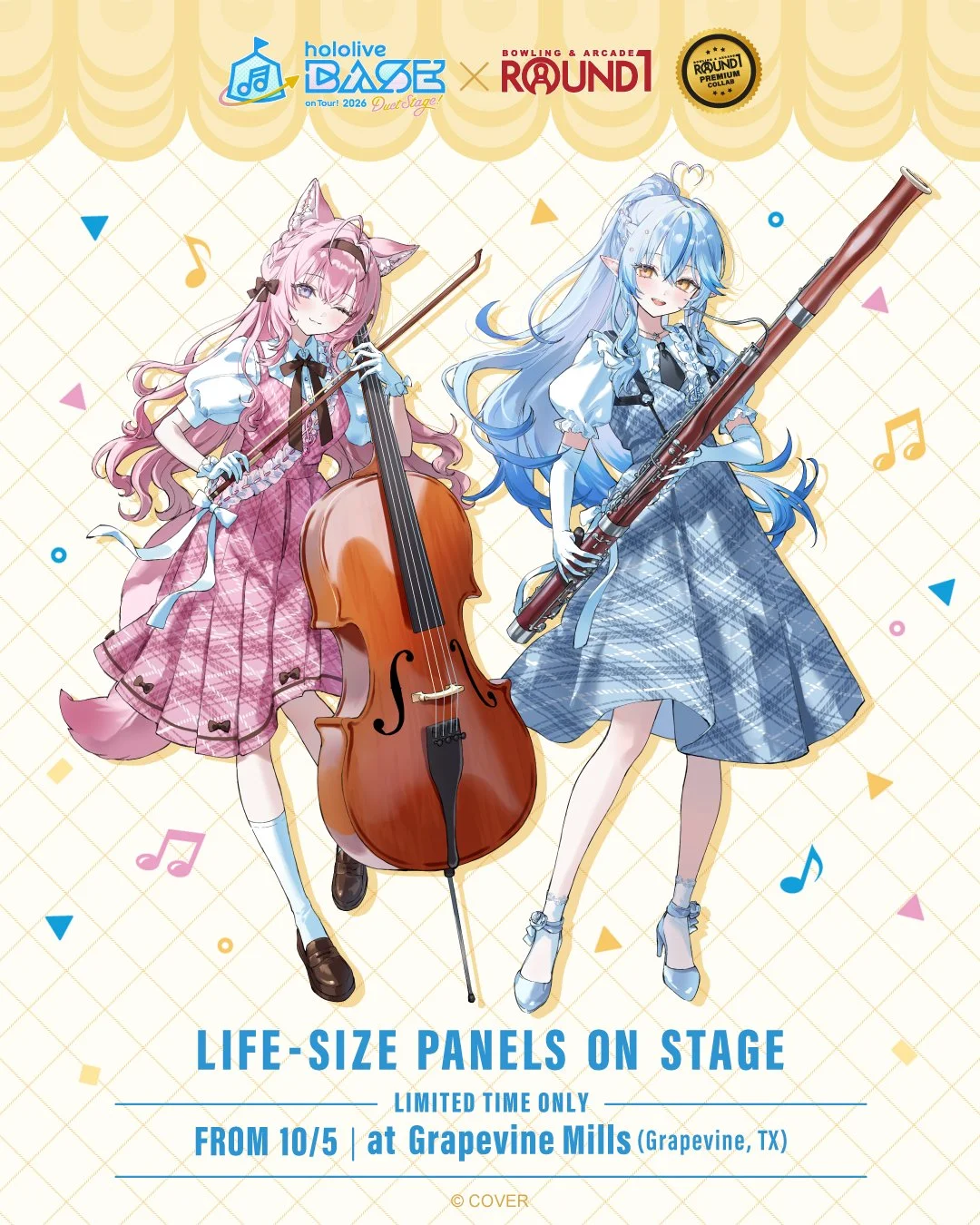 7 stores. 7 duos. Life-size cutouts at Round1 USA 📸

Store 6 of 7:
Yukihana Lamy &amp; Hakui Koyori will be waiting for you at

Round1 Bowling &amp; Arcade Grapevine Mills - Grapevine, TX from 10/5.

#Round1USA #holoR1 #hololiveBASE