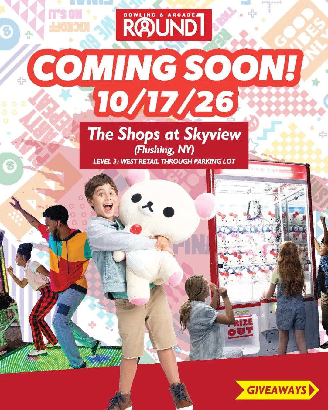 NEW YORK, IT'S FINALLY TIME! 🎉 We've seen how excited you've been to welcome Round1 to The Shops at Skyview. Now, we want YOU to be part of the celebration on 10/17 when we finally open our doors. This isn't just another day at Round1, it's to celeb