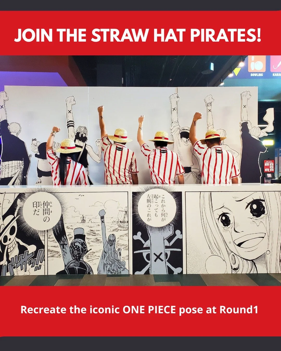From the manga pages to your camera roll. It's your turn to become part of the ONE PIECE story with two manga photo walls featuring iconic moments from the series! 📸

🏴&zwj;☠️ Join the Straw Hat Pirates and snap a photo alongside your favorite pira