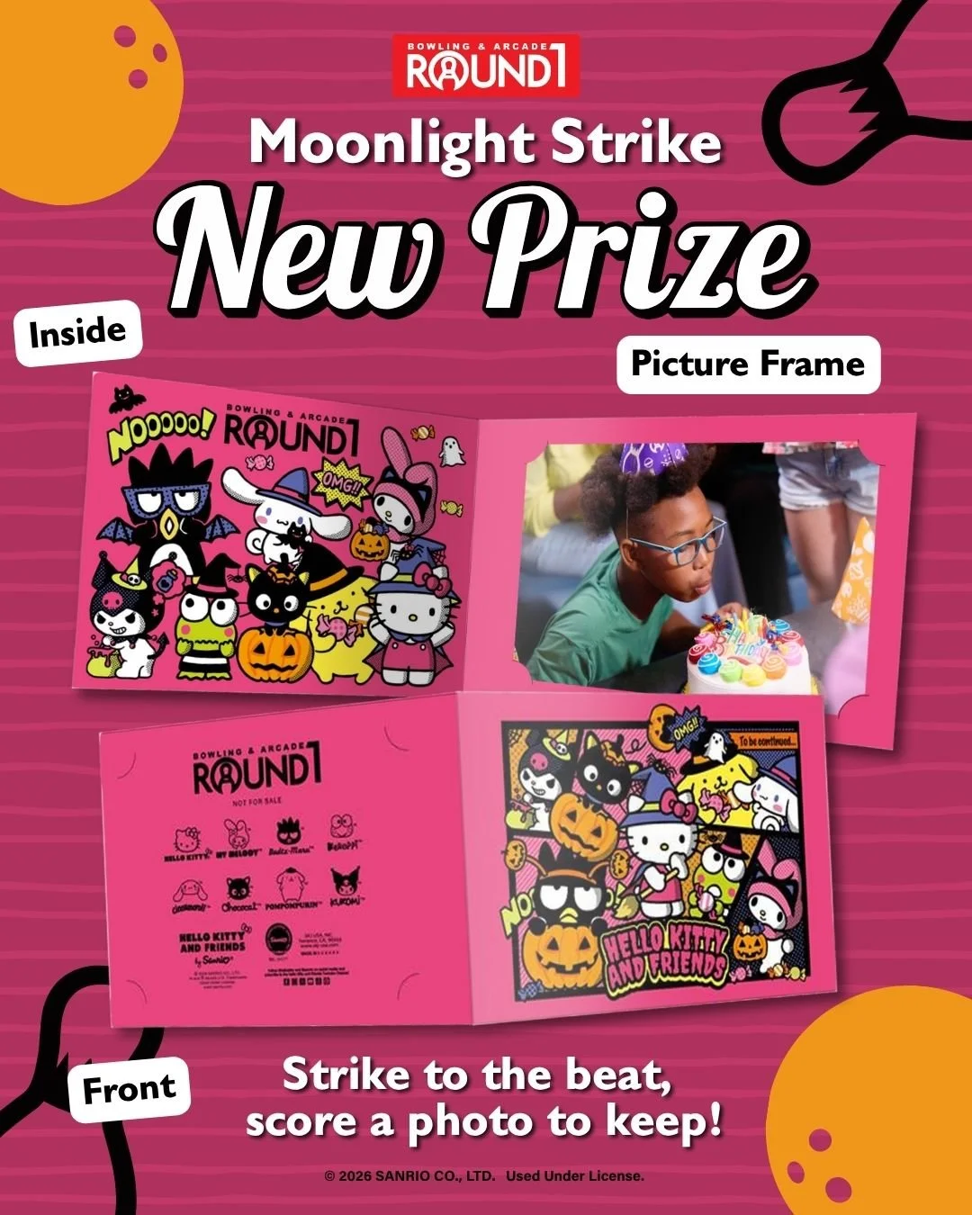 Trick or strike! 🎃🎳

@HelloKitty and Friends are joining the spooky fun with October&rsquo;s exclusive photo frame! 👻🎀 Head to the lanes, score a strike, and take home this month&rsquo;s frame! 📸

#Round1USA #round1 #bowling #HelloKitty #Sanrio 