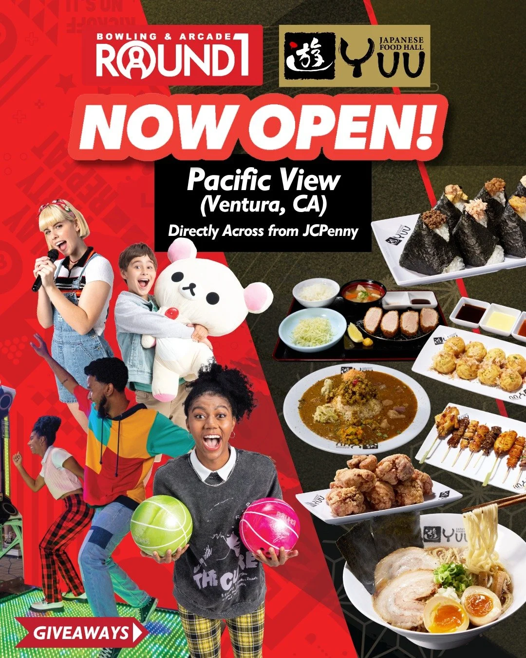 Round1 is NOW OPEN at Pacific View Mall! 🎉We're kicking off the celebration with TWO DAYS OF GIVEAWAYS! Come for the fun and discover the first ever YUU Japanese Food Hall featuring 14 award-winning restaurants!

Join us for the ribbon cutting cerem