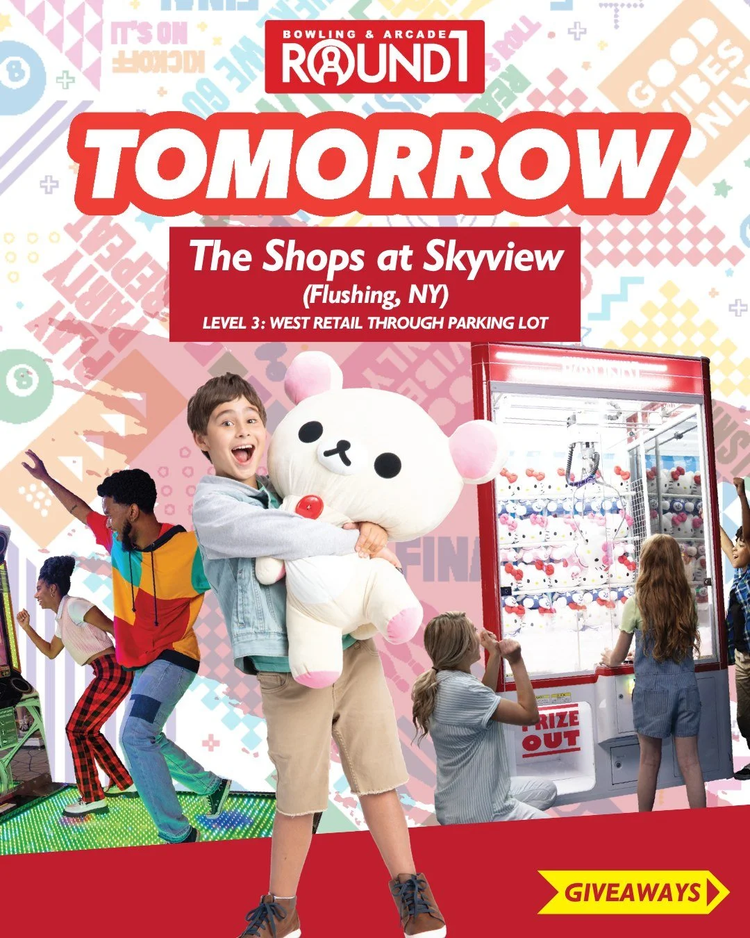 We're coming for you, Skyview 🎉 Round1 will officially open at The Shops at Skyview TOMORROW and we can't wait to celebrate with you! Join us for Grand Opening Day exclusive giveaways and nonstop fun for everyone! The official ribbon cutting will be