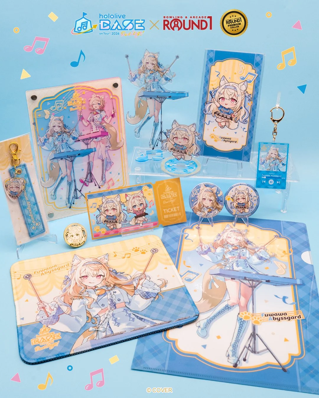 🐾🩵 Today's holoBASE member: Fuwawa Abyssgard

The Fuwawa Abyssgard lineup is at all Round1 USA locations now &mdash; acrylic stands, keychains, can badges, a pin badge, a mousepad, a clear file folder and more, all featuring specially drawn holoBAS
