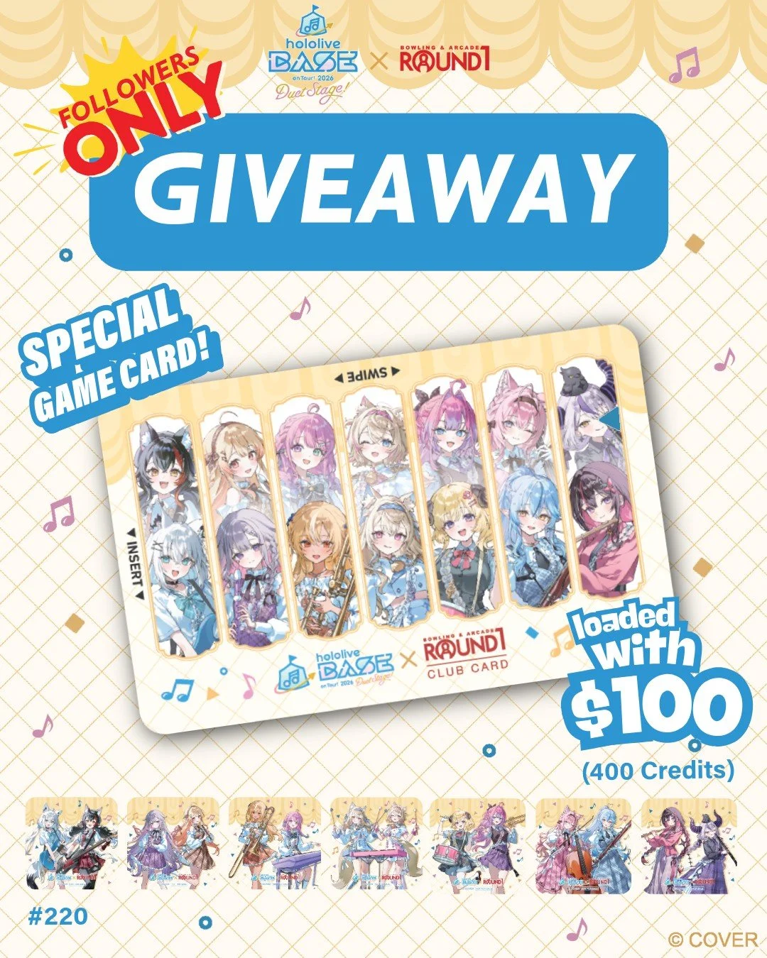 Your hololive collection could use a new addition!

Test your luck and enter now and one (1) lucky winner will win these exclusive hololive BASE items ✨

- One (1) $100 hololive BASE Club Card (400 credits)
- Coaster set (7 designs)

They all look so