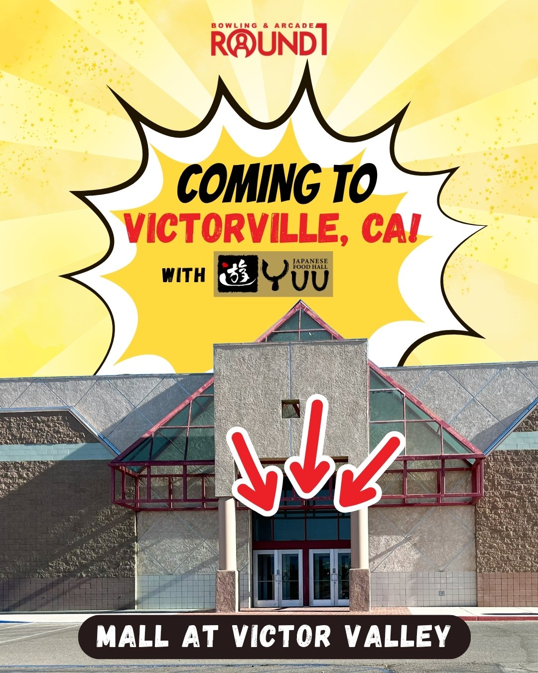 HEY VICTORVILLE, YOUR NEXT OBSESSION IS LOADING AT THE MALL AT VICTOR VALLEY 🔥
More games. More prizes. MORE FUN.

Round1 is on the way, and trust us, you're going to want to be part of the action! Not only are we bringing nonstop excitement, but we