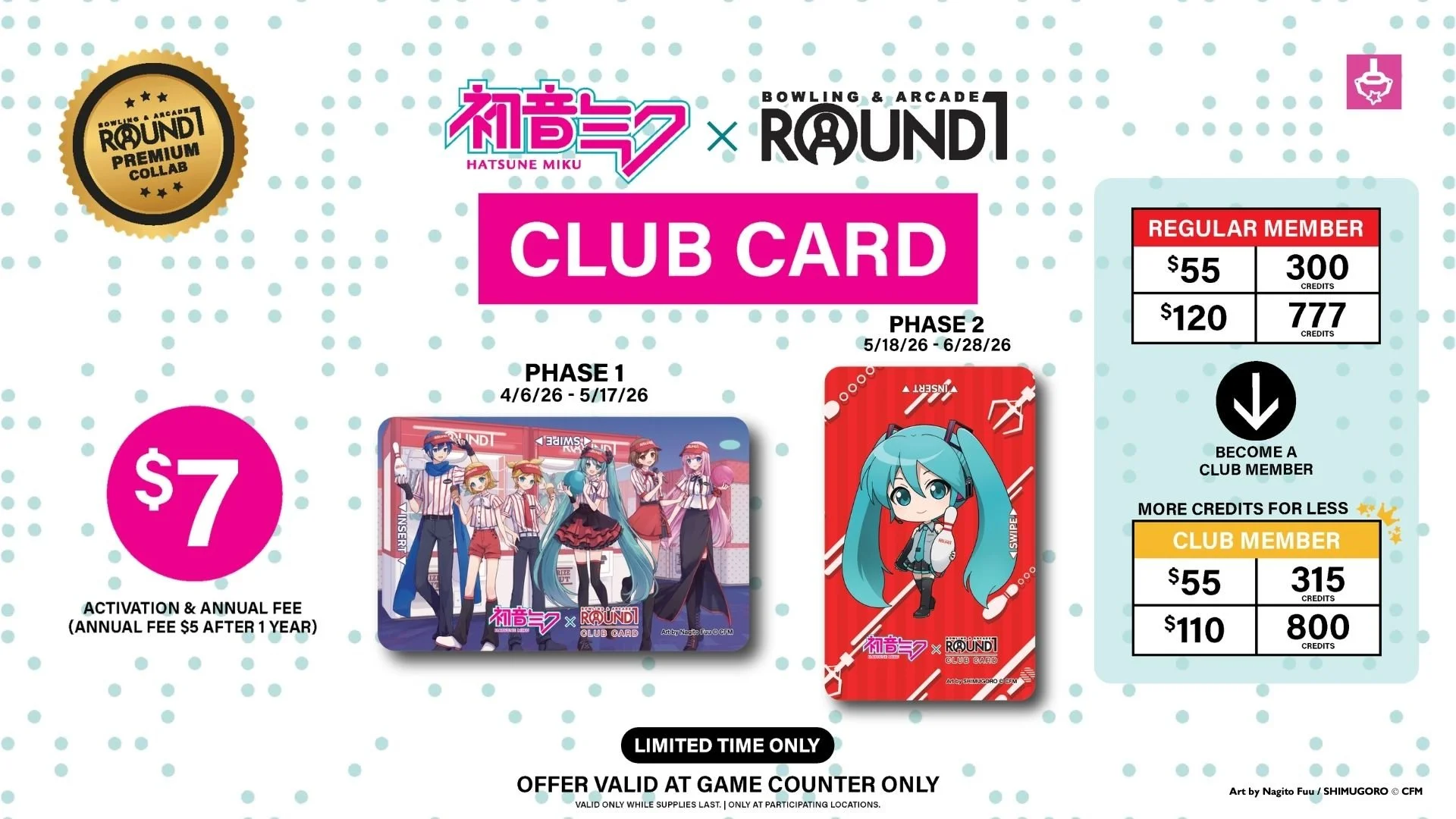 Hatsune Miku x Round1 USA official collab exclusive design game card membership