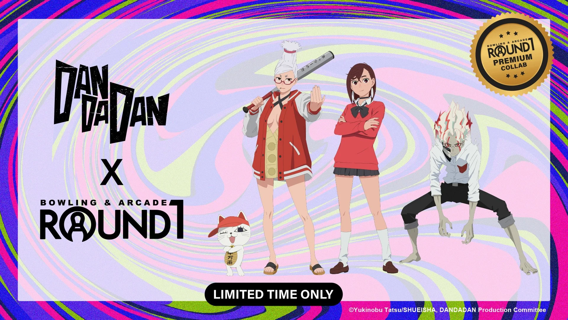 DAN DA DAN x Round1 Bowling & Arcade, Limited Time Only, Nationwide collaboration Phase 2 Available Now, Giveaway, Limited Items, Crane Prizes and more