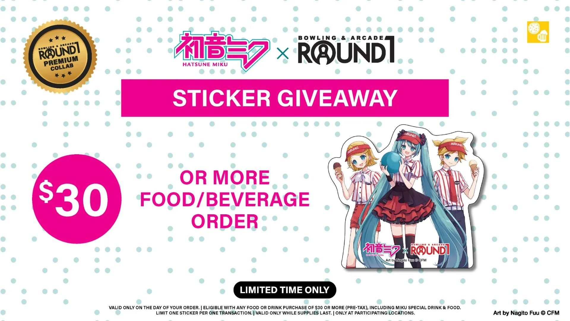 Hatsune Miku x Round1 USA official sticker giveaway
