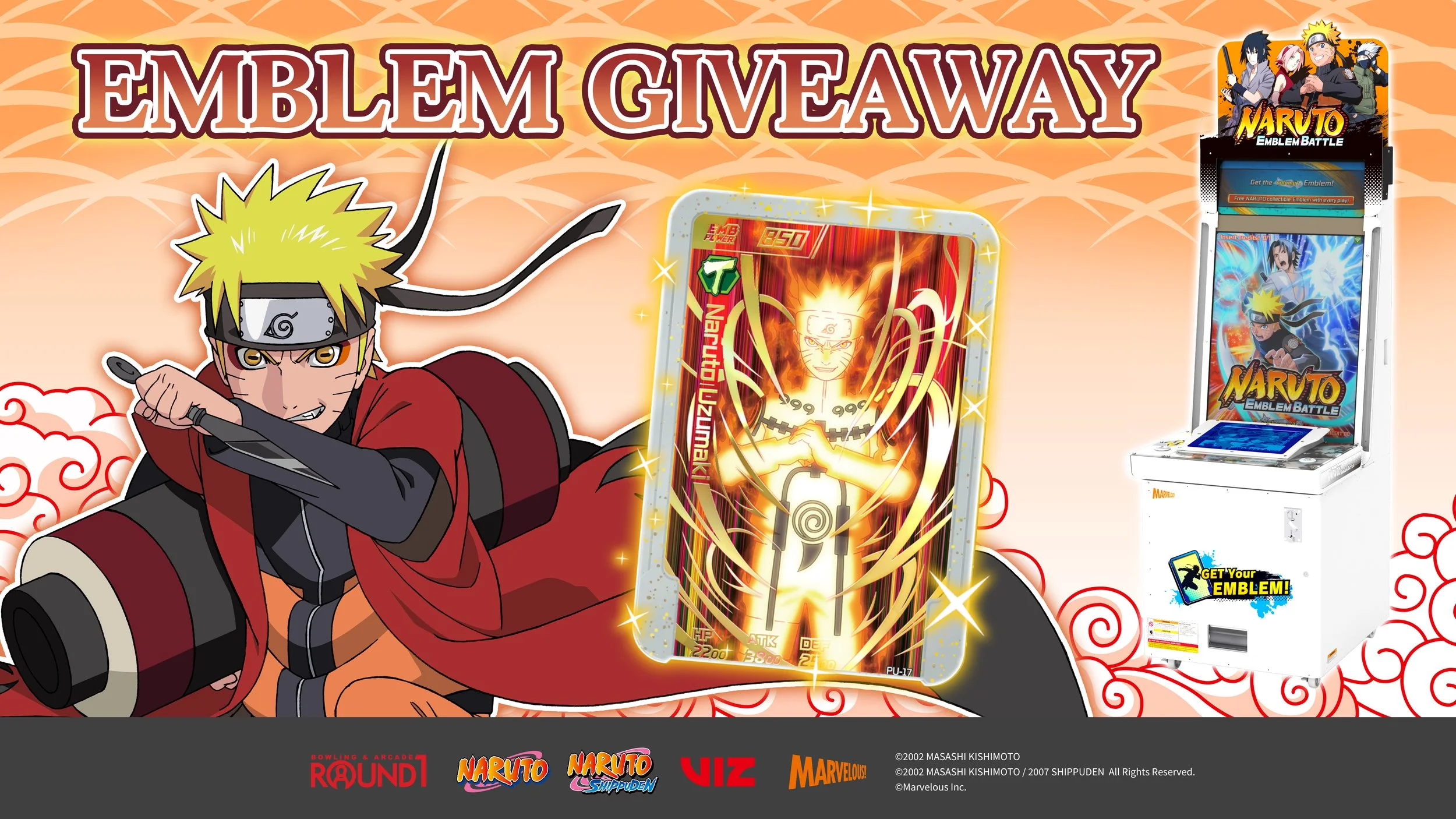Naruto Emblem Butte Special Emblem giveaway at all US Round1 locations