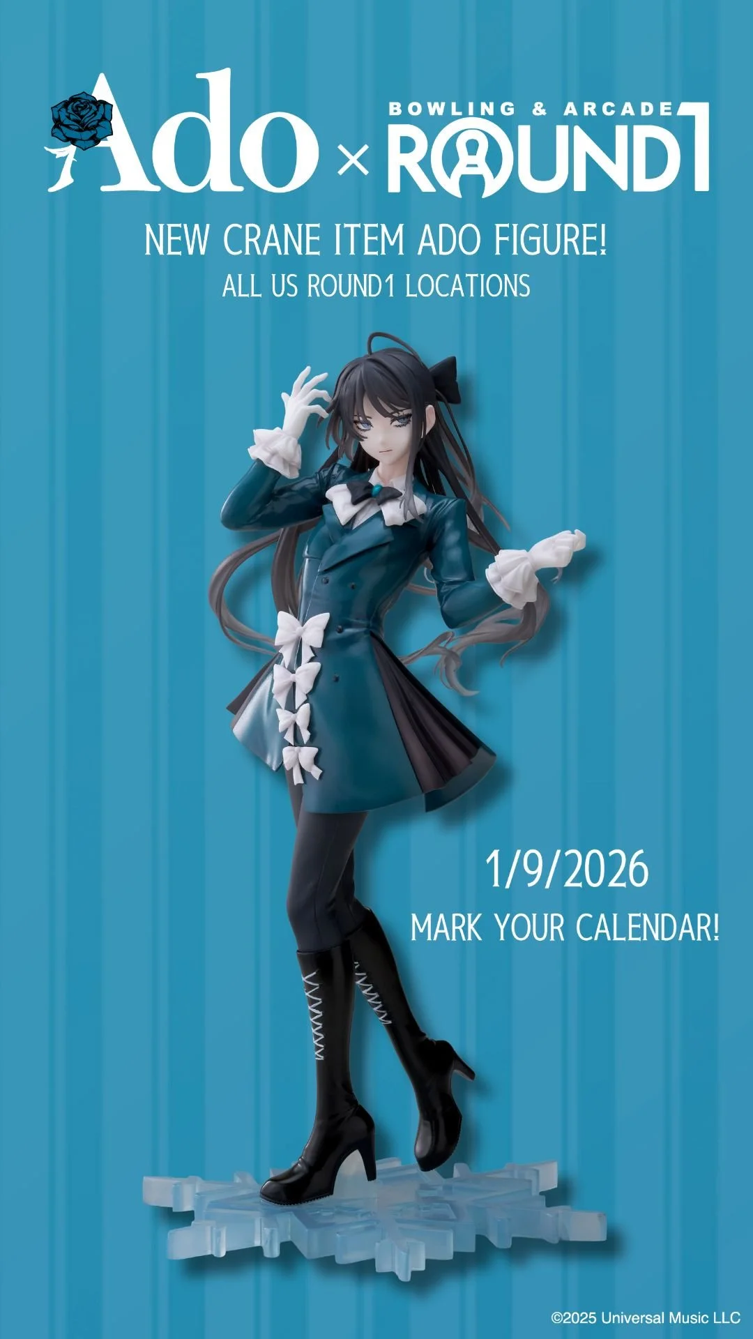 Ado figure will be available at Round1 from 1/9/2026 close up image of ADO figure