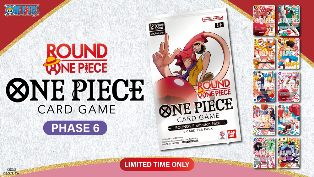 Official Round1 One Piece Card Game Phase 6 promotion pack graphic; this registration period has ended