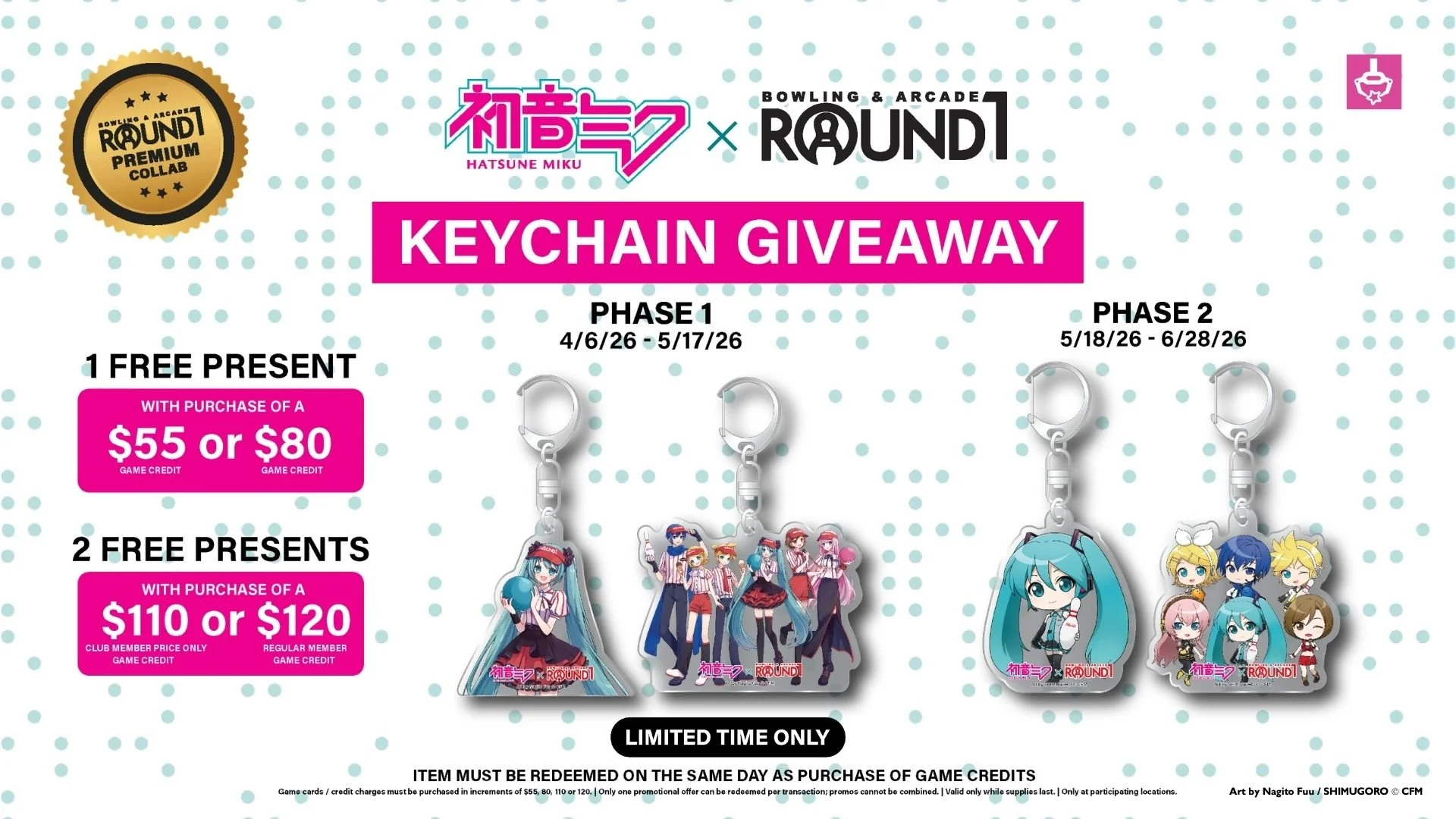 Hatsune Miku x Round1 USA official collab exclusive keychain giveaway