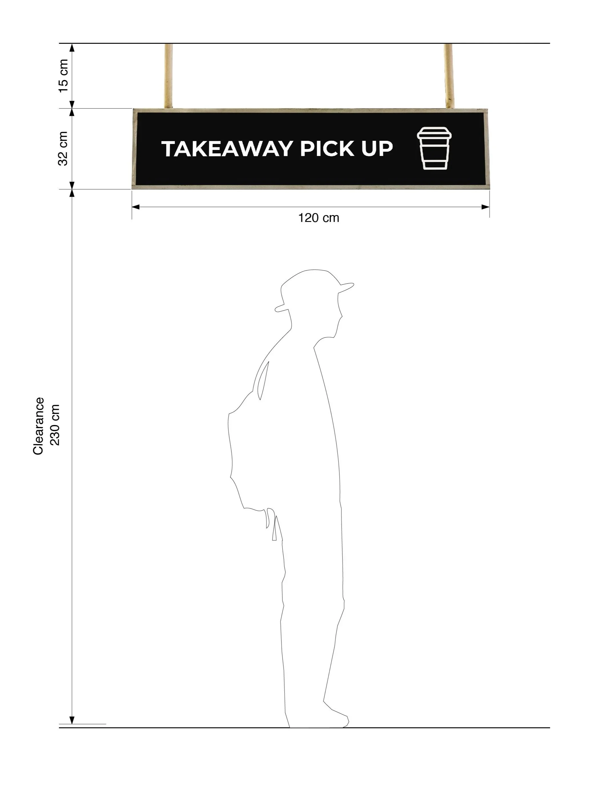 Takeaway sign size