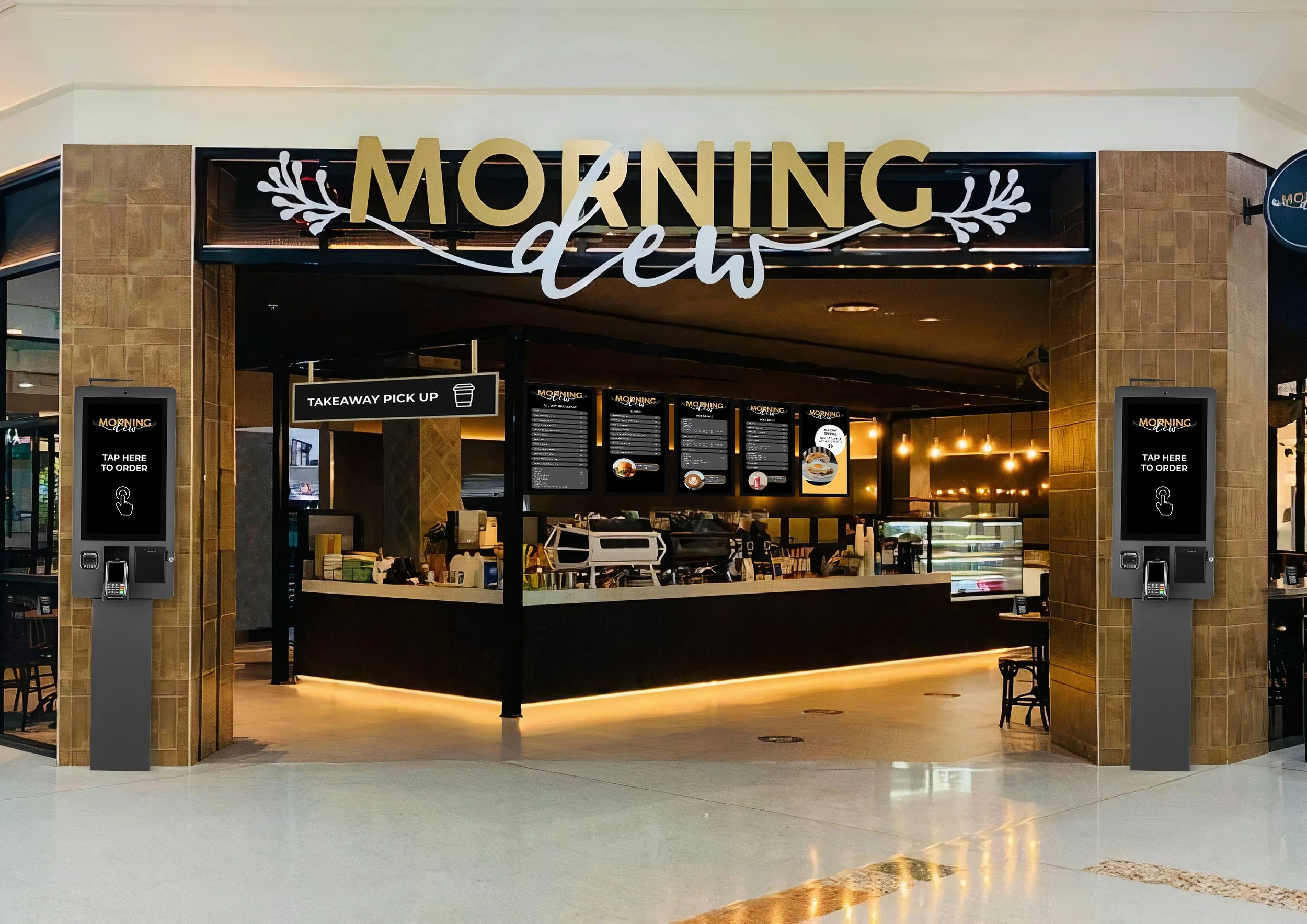 Mockup of café with improved experiential design features