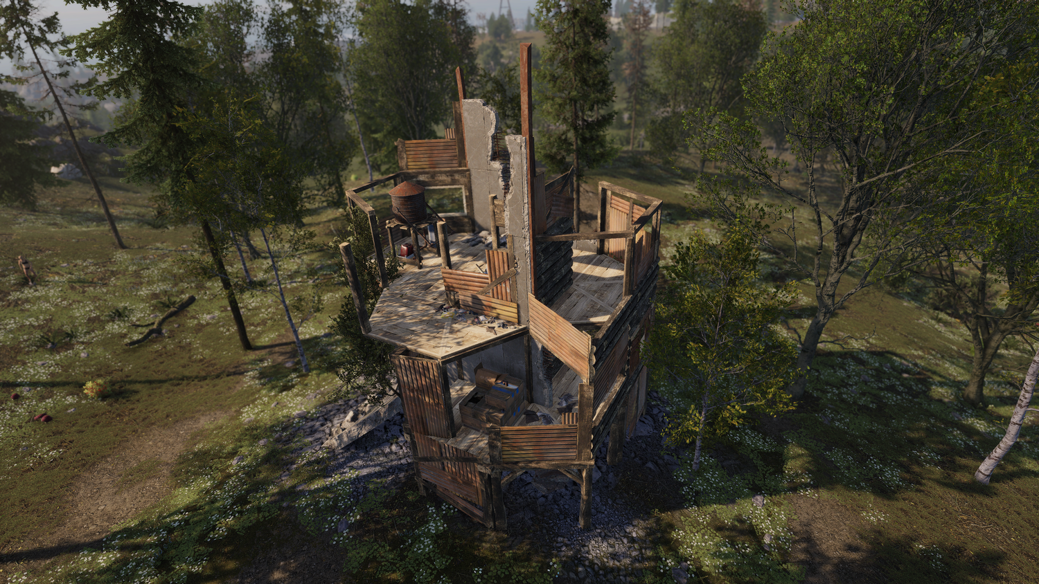 Updated Water Well monument with vendor, food caches and planter in Rust Console Edition