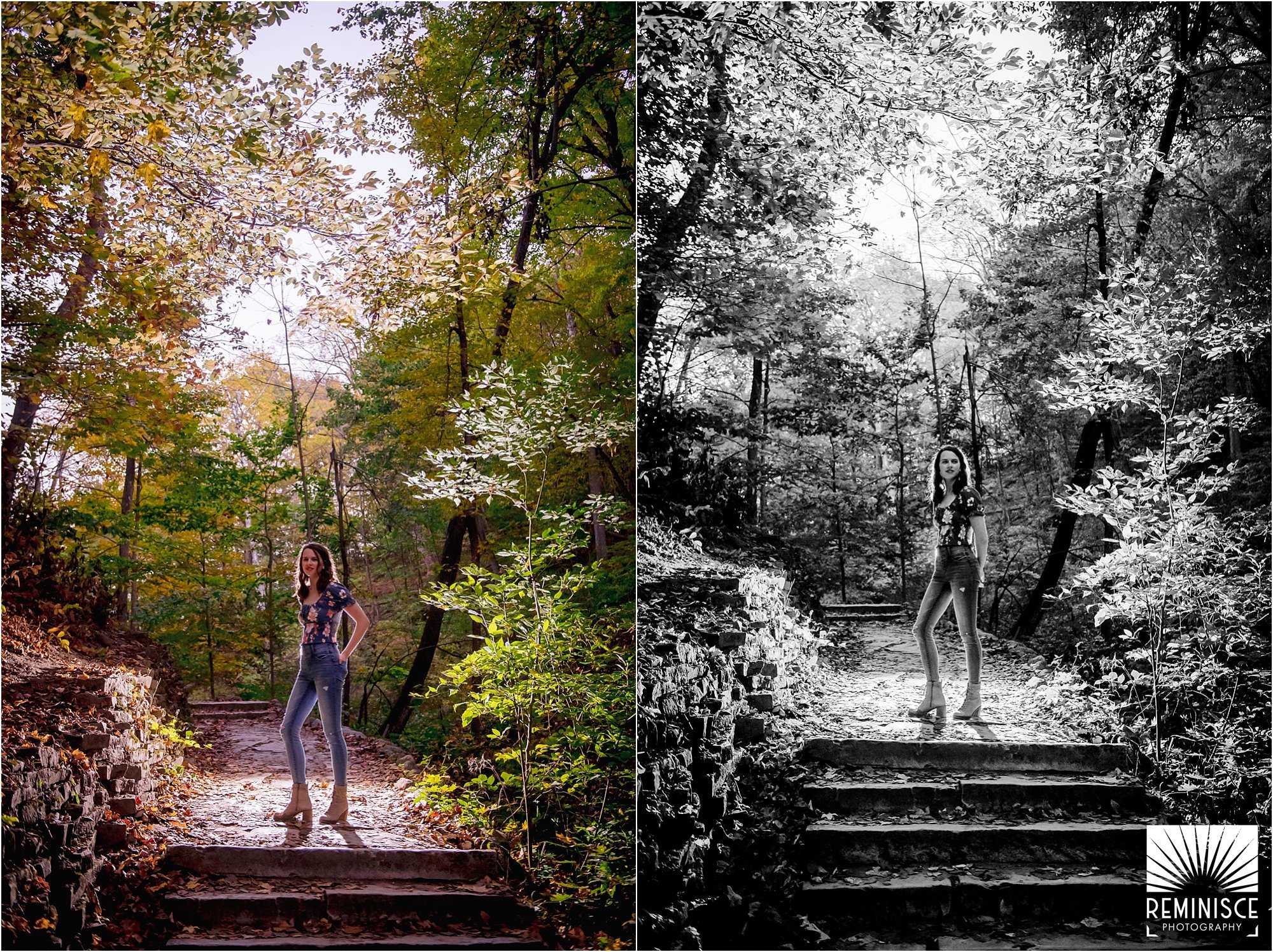 14-south-milwaukee-grant-park-seven-bridges-dramatic-nighttime-dusk-sunset-backlit-senior-photos-in-woods.jpg