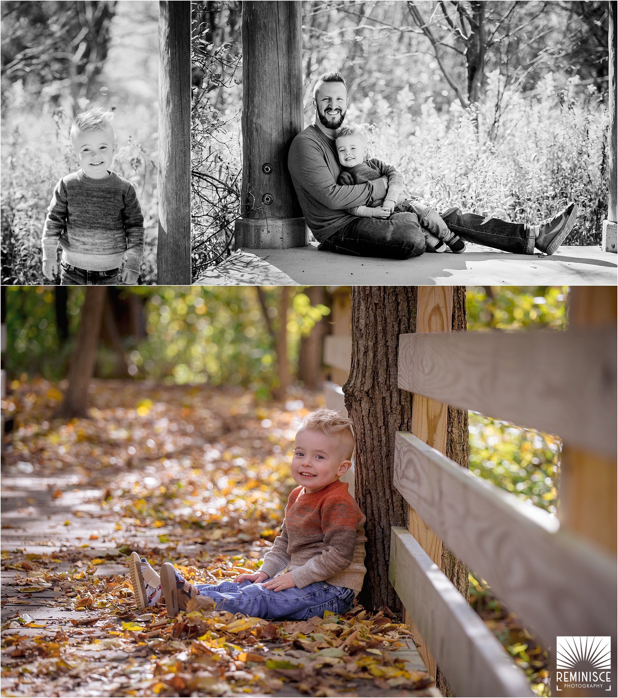 02-third-birthday-portraits-fall-photos-schlitz-audubon-nature-center-sitting-on-bridge-in-leaves.jpg