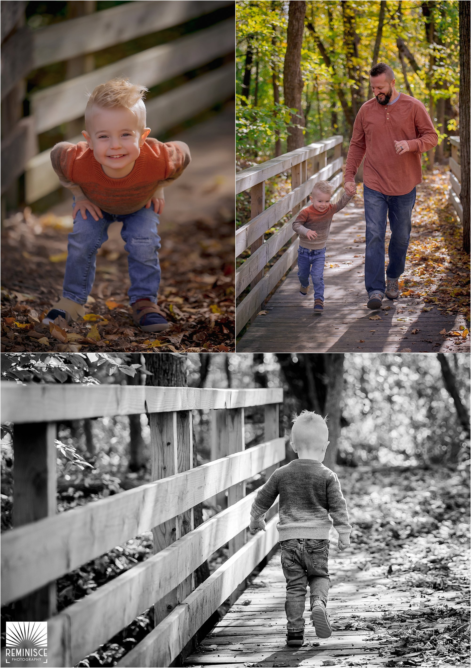 04-third-birthday-portraits-fall-photos-schlitz-audubon-nature-center-running-across-bridge.jpg