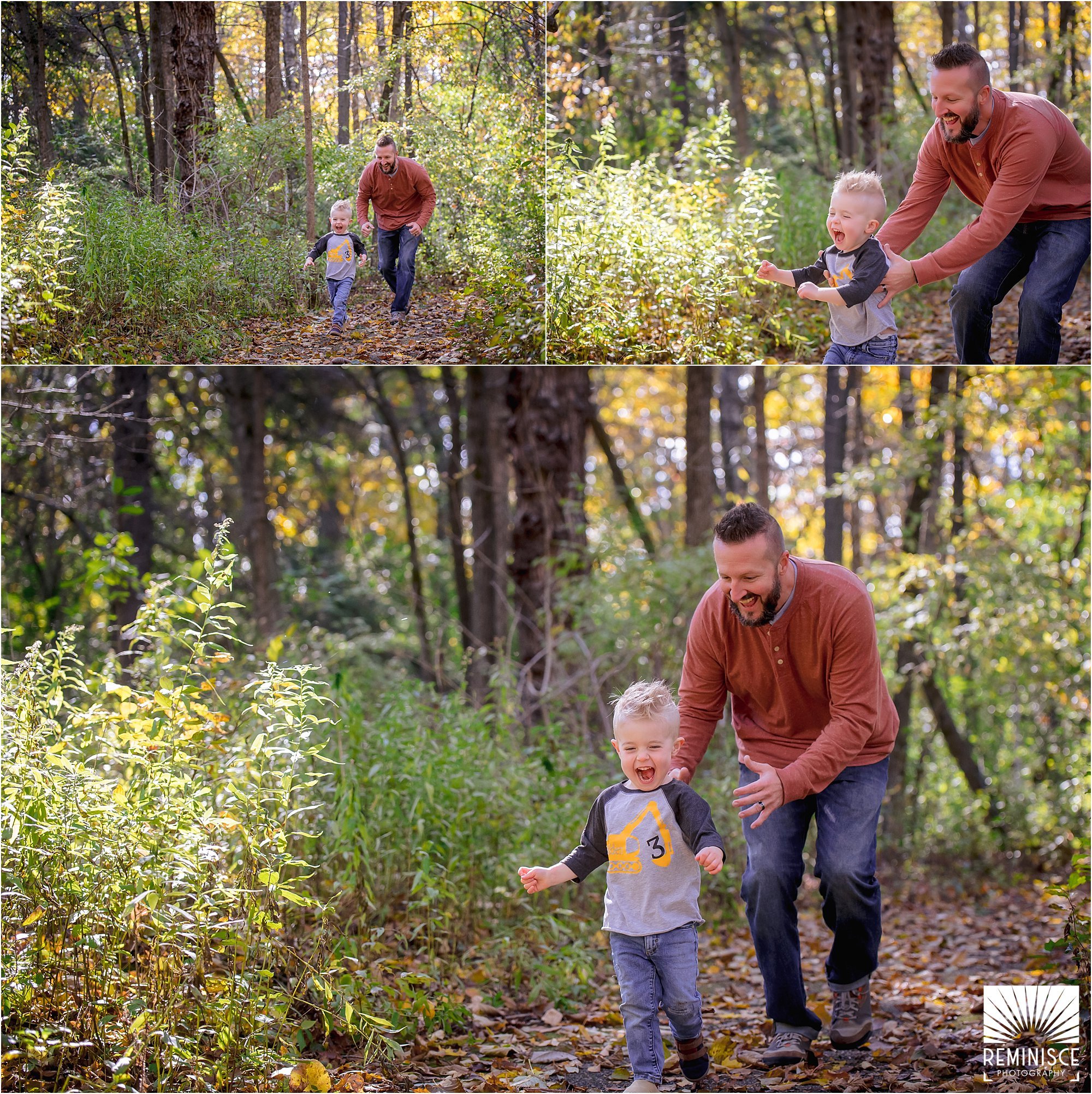 10-third-birthday-portraits-fall-photos-schlitz-audubon-nature-center-dad-chasing-tickling-son.jpg