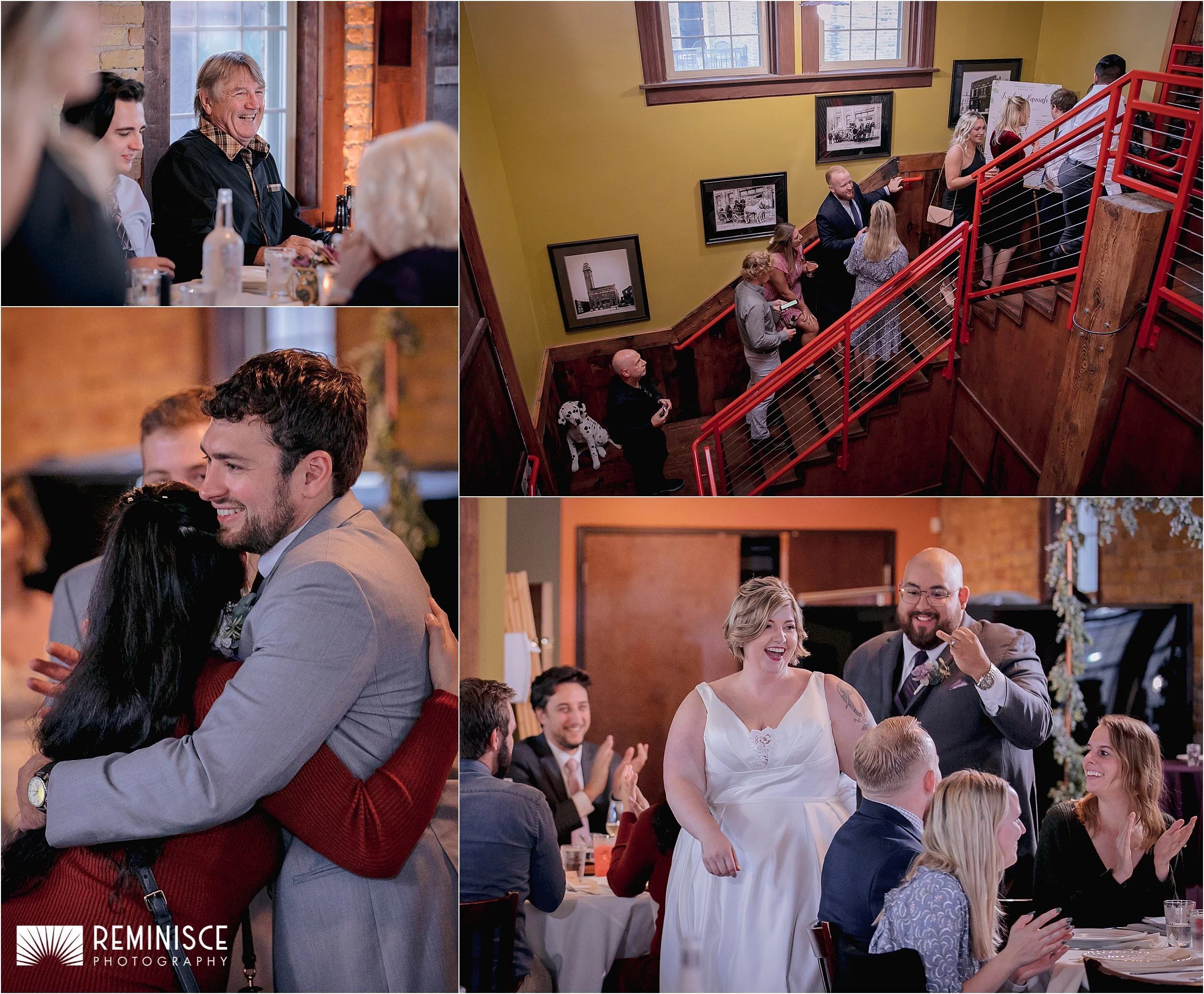 21-guests-red-stairs-bride-groom-entering-reception.JPG