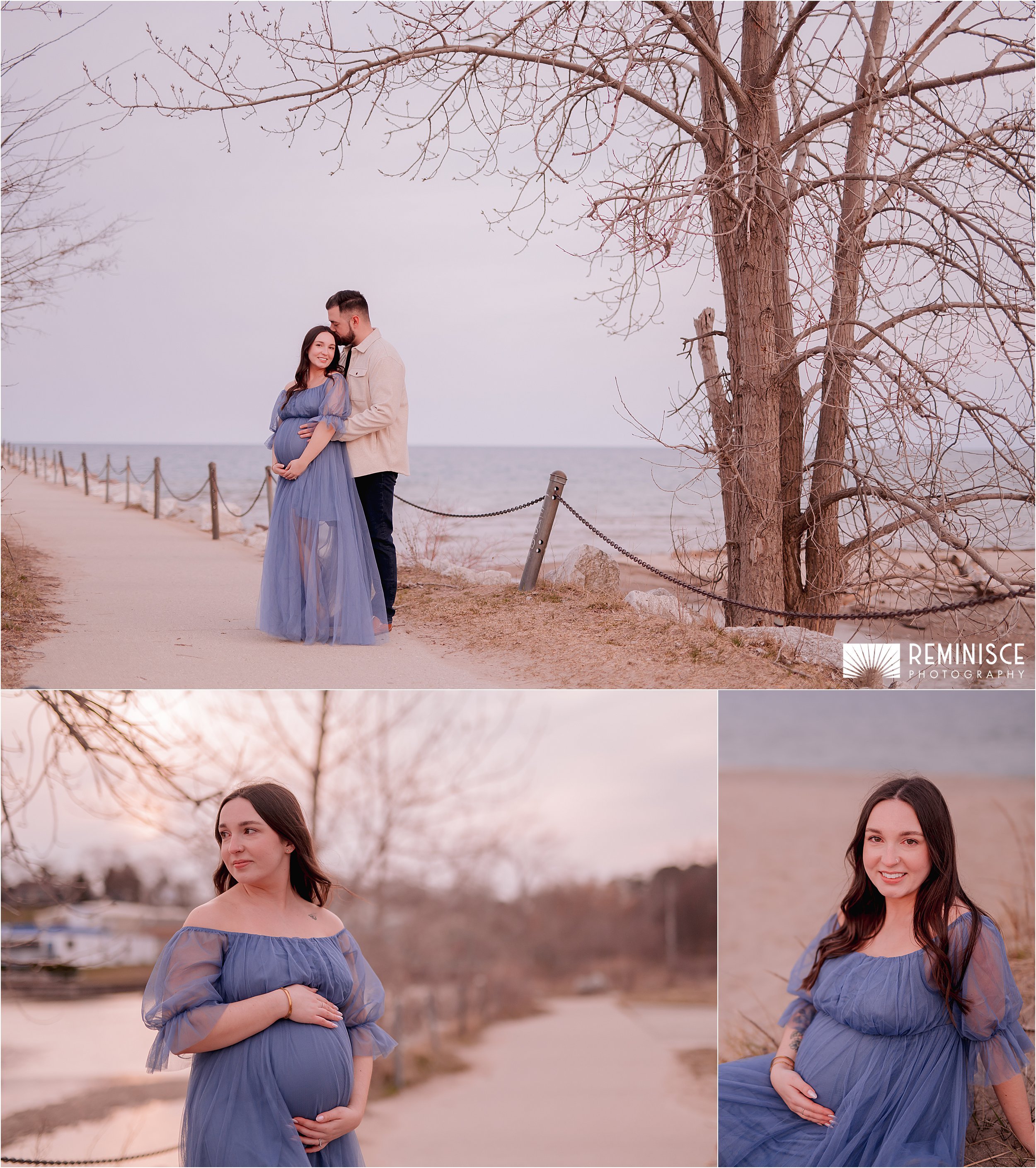 02-lakefront-golden-hour-artistic-beach-maternity-photo-session-blue-flowy-dress.JPG