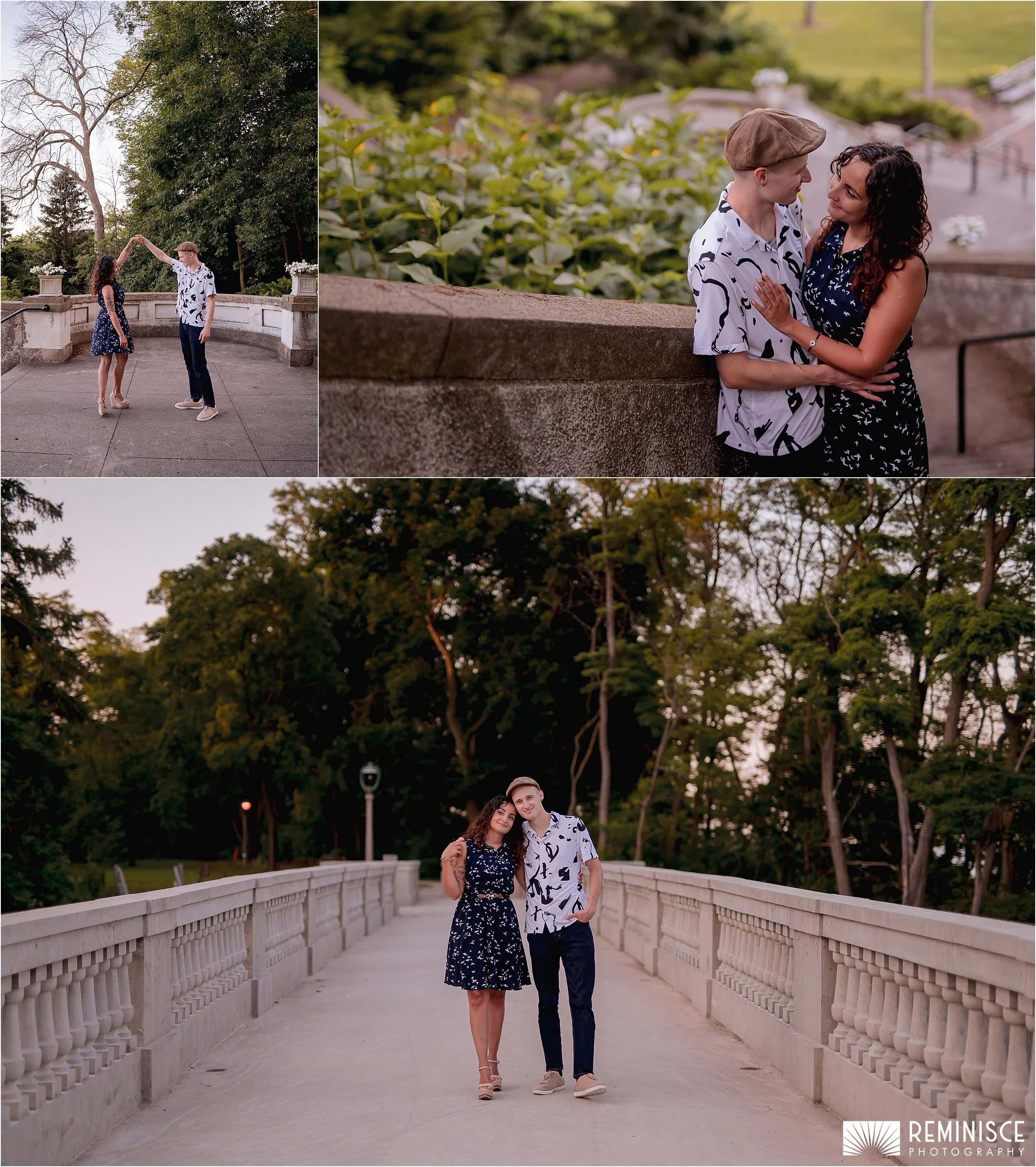04-couple-walking-bridge-artistic-fun-golden-hour-engagement-photos-lake-park-milwaukee-wi.JPG