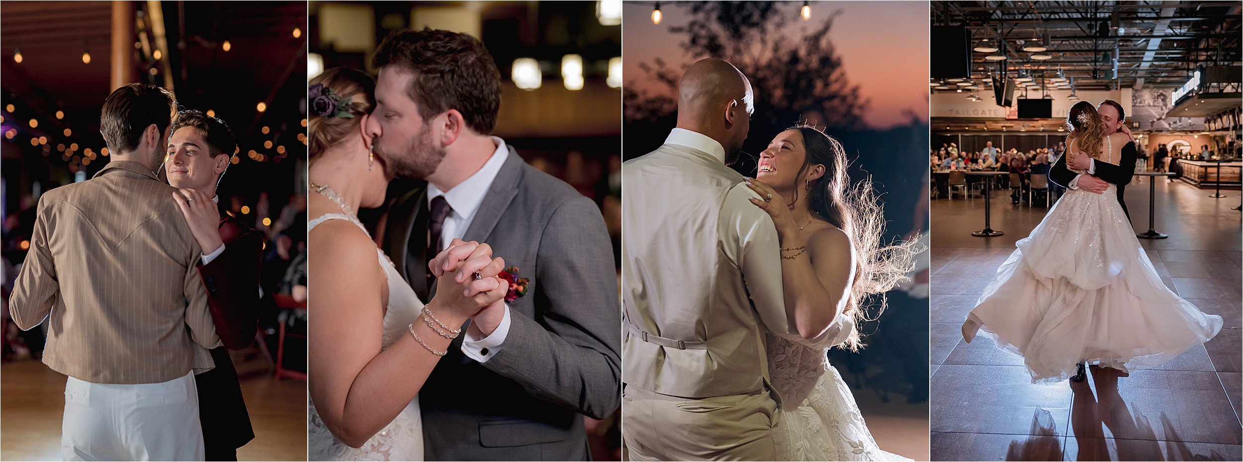 Couple sharing first dance at wedding reception