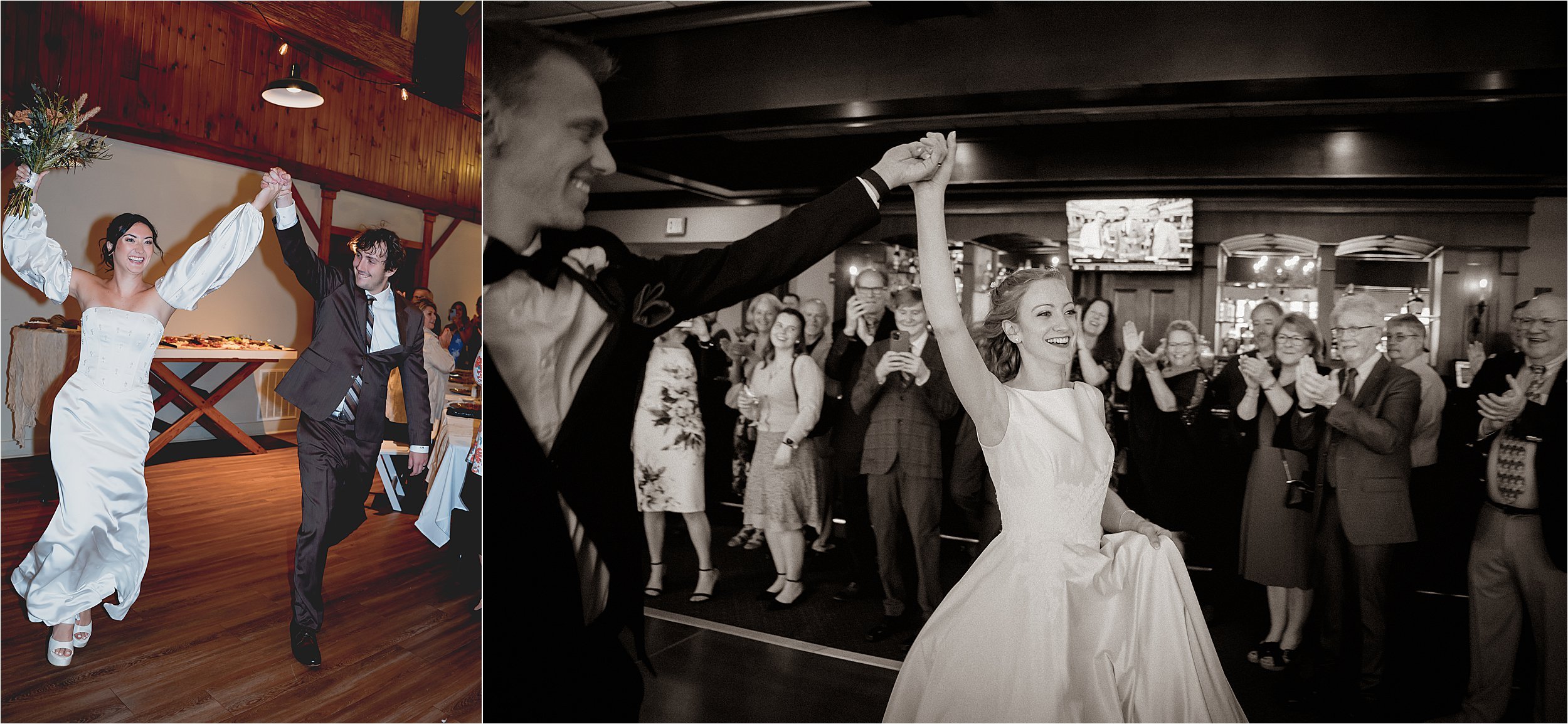 Couple entering reception during grand march